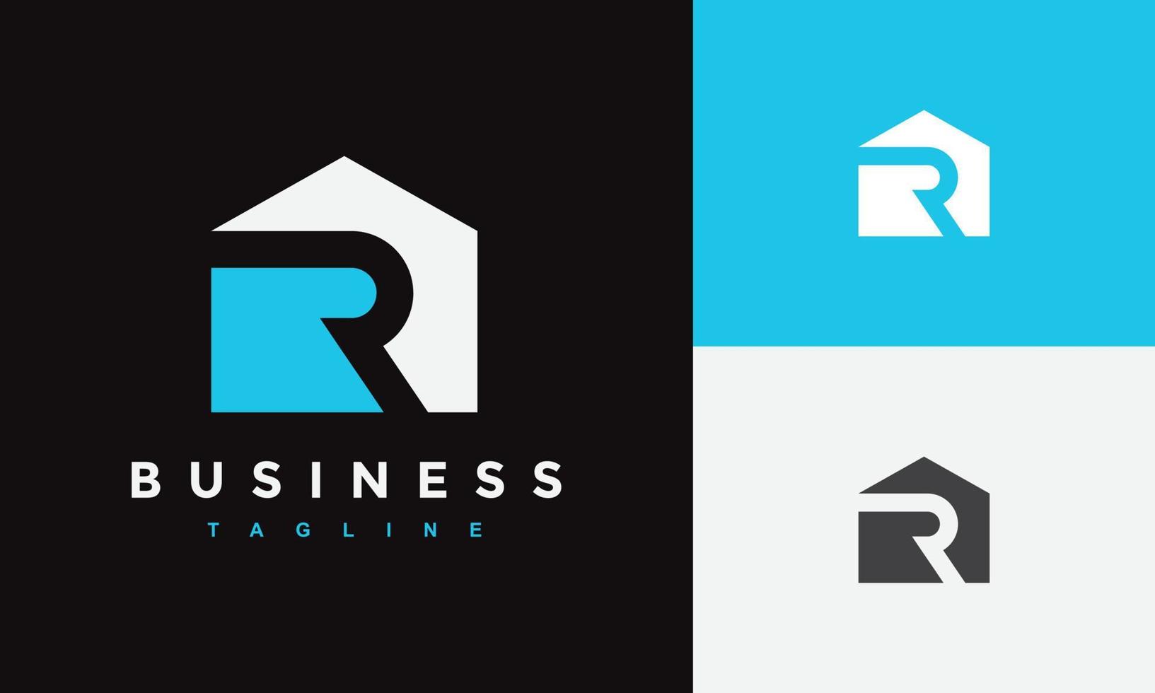 R letter house logo vector
