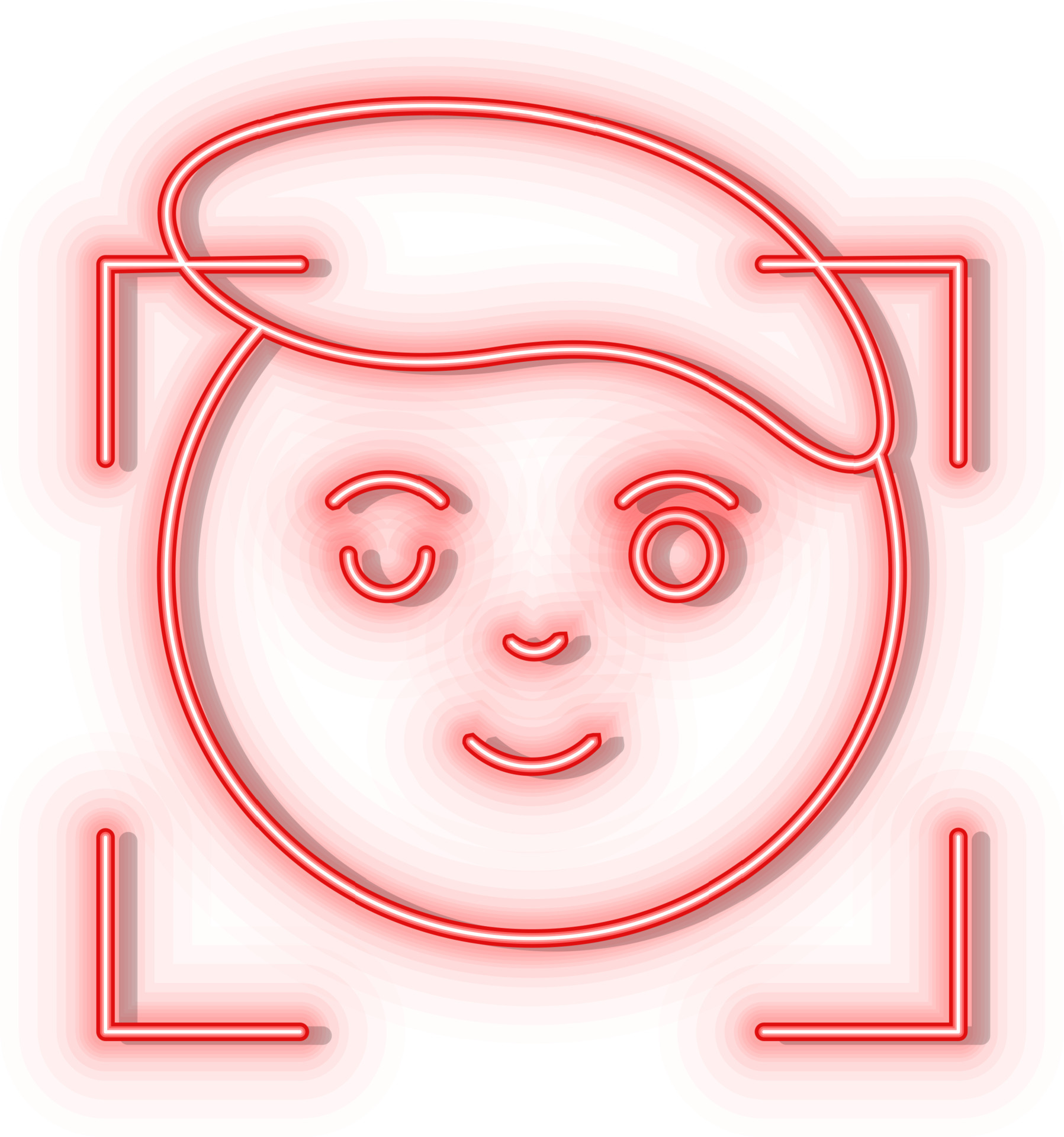 Retro style red neon vector icon analysis, facial, tech, smart red neon