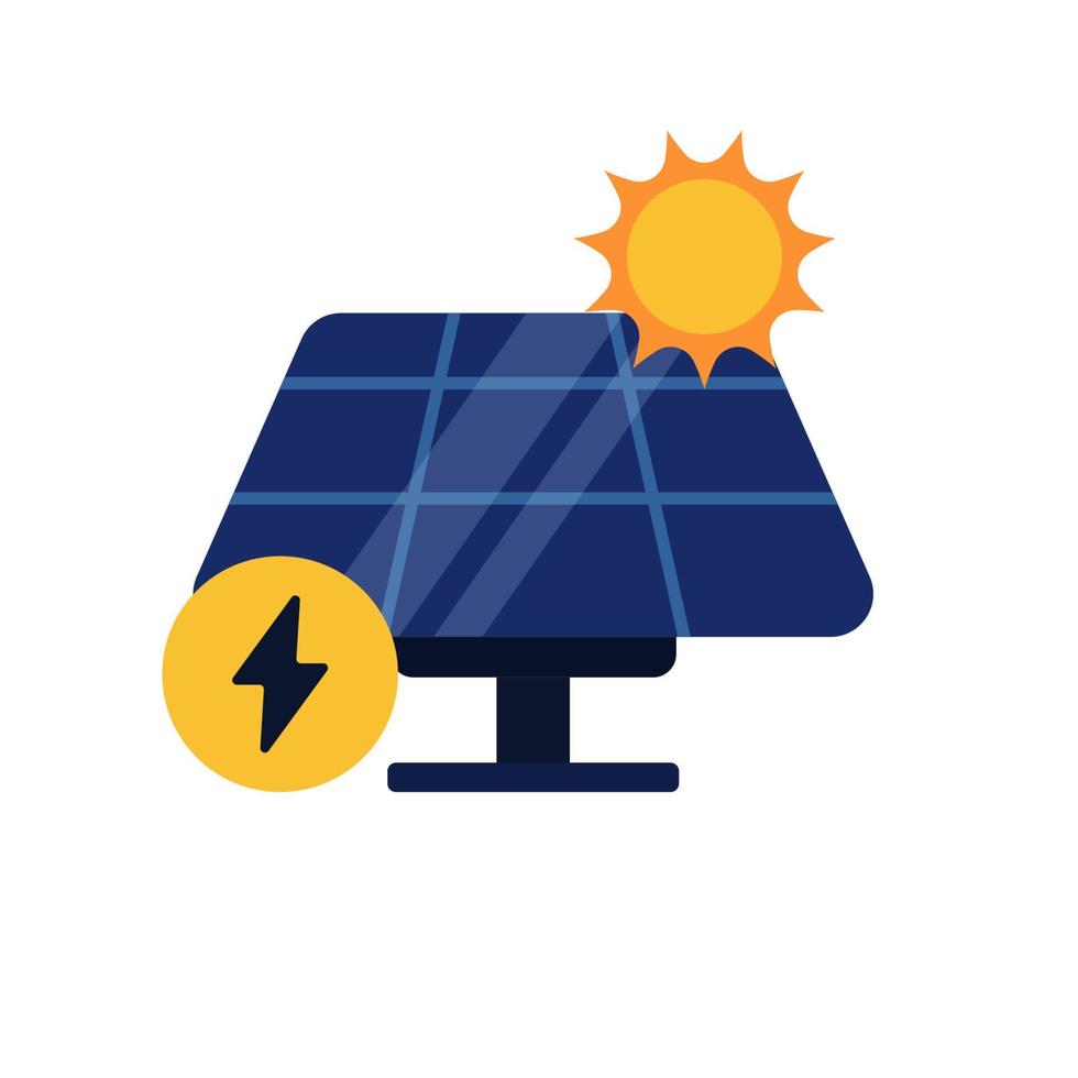Solar panel icon with flat style on isolated background. Solar cell vector illustration