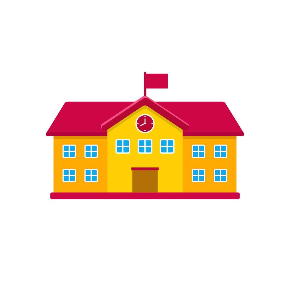 School building icon with flat style on isolated background. School building vector illustration