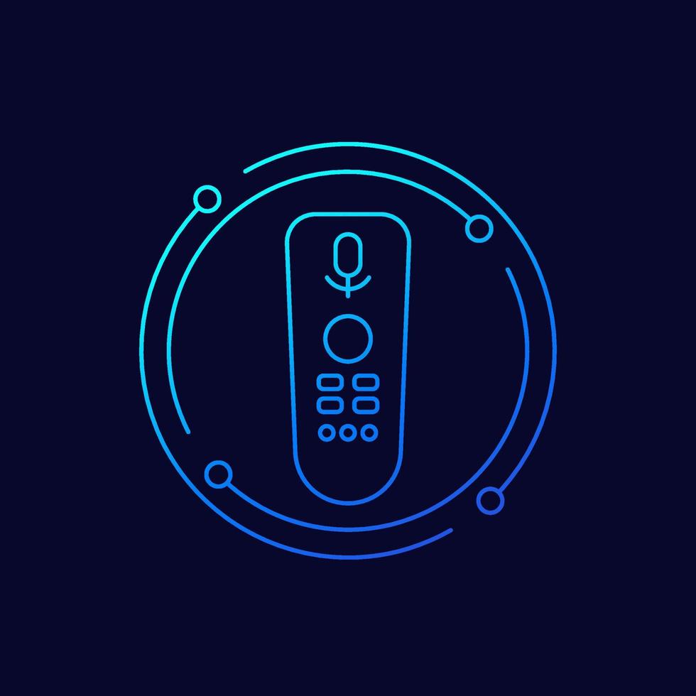 tv remote control with voice recognition icon, linear design vector