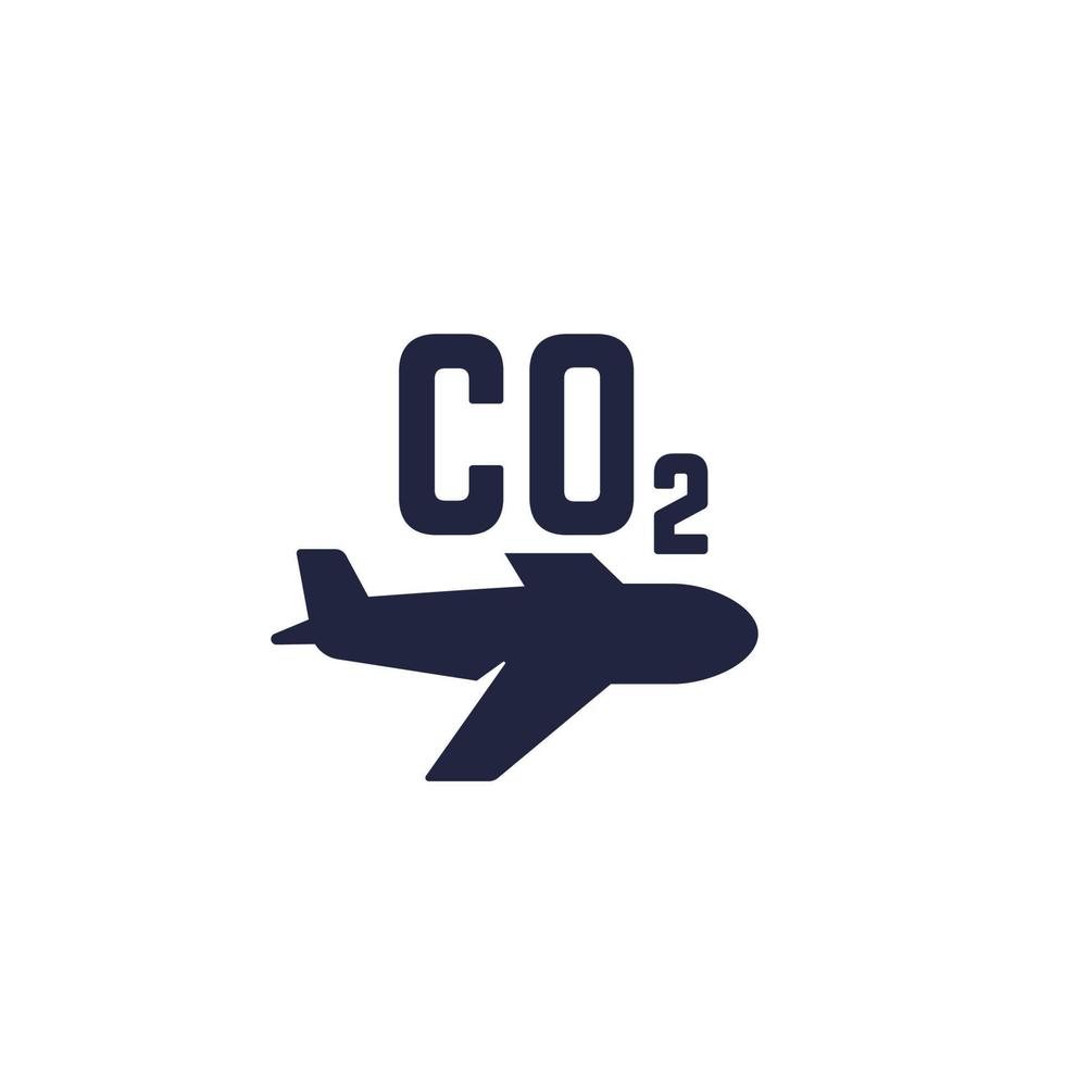 carbon footprint of flying icon on white vector
