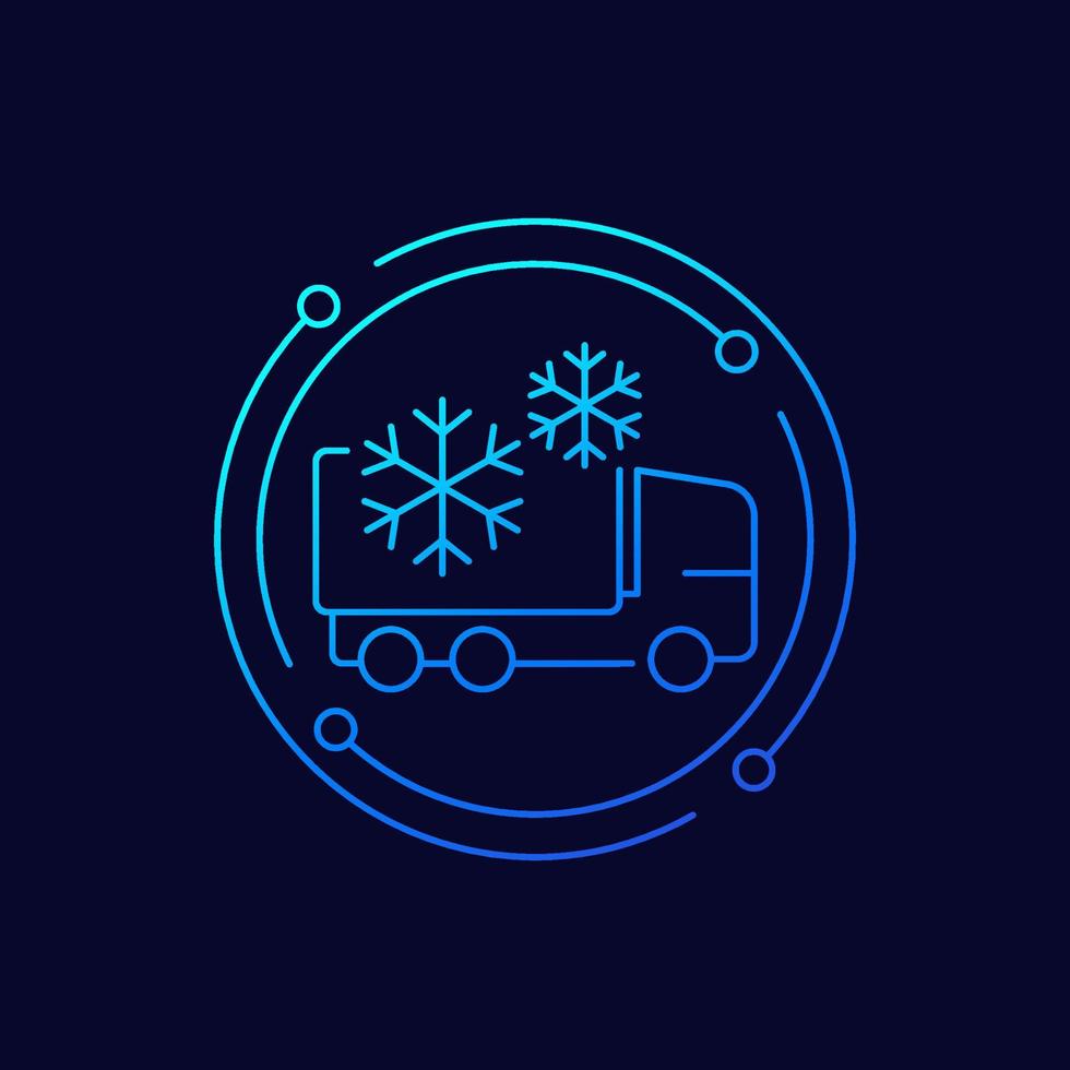 Fridge truck icon, linear design vector
