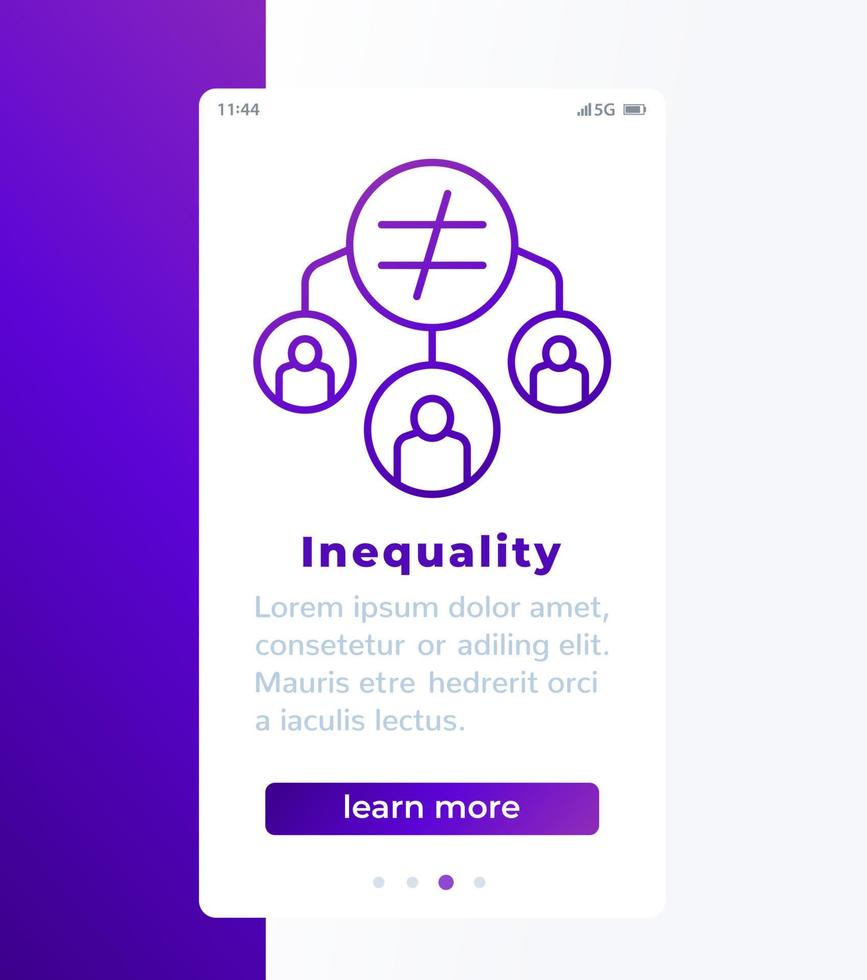 inequality mobile banner with line icon vector