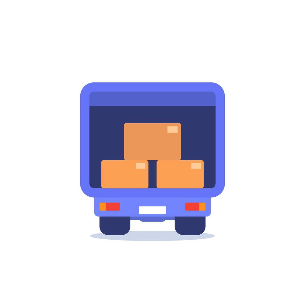 truck with boxes vector icon, back view