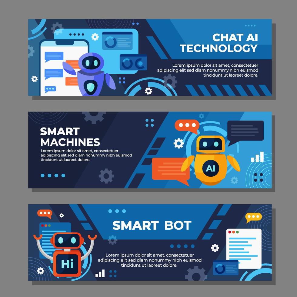 Chat AI Robot Banners vector