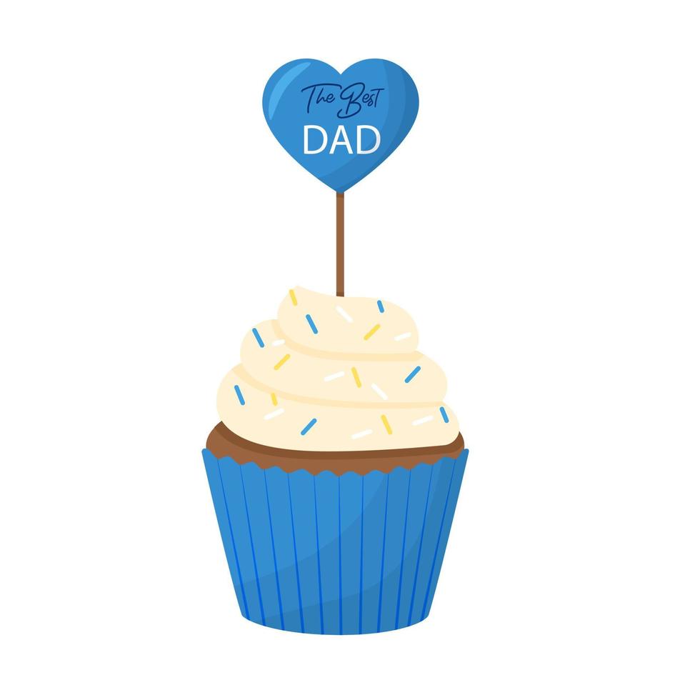 The best dad on a cupcake. Decoration for present. Vector illustration.