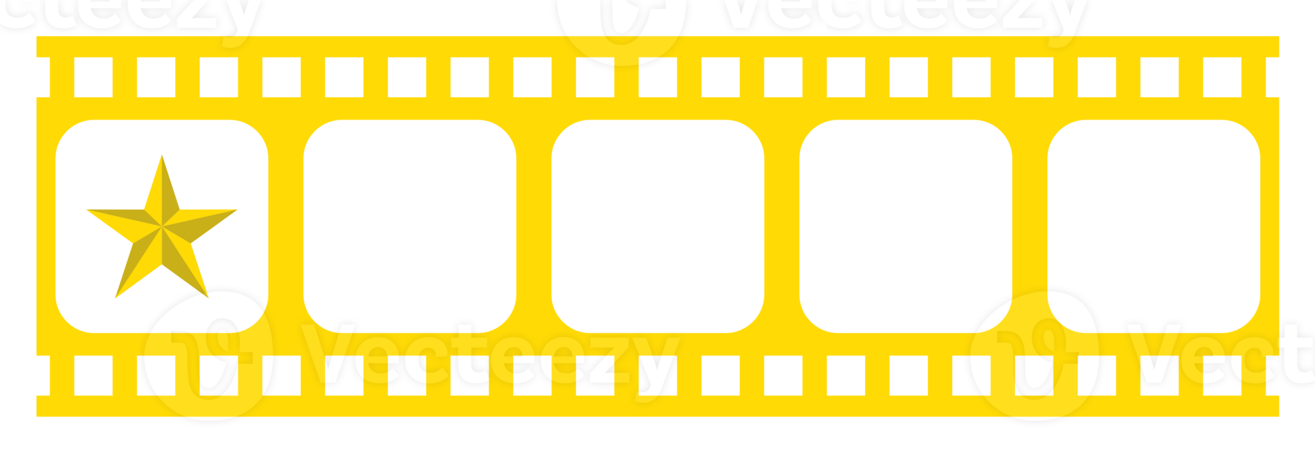 zichtbaar van de vijf 5 ster teken in de filmstrip silhouet. beoordeling icoon symbool voor film of film opnieuw bekijken, pictogram, appjes, website of grafisch ontwerp element. beoordeling 1 ster. formaat PNG