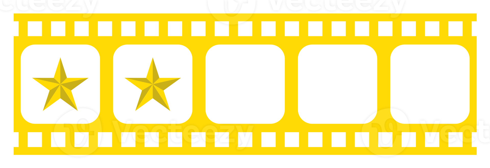 Visual of the Five 5 Star Sign in the Filmstrip Silhouette. Rating Icon Symbol for Film or Movie Review, Pictogram, Apps, Website or Graphic Design Element. Rating 2 Star. Format PNG