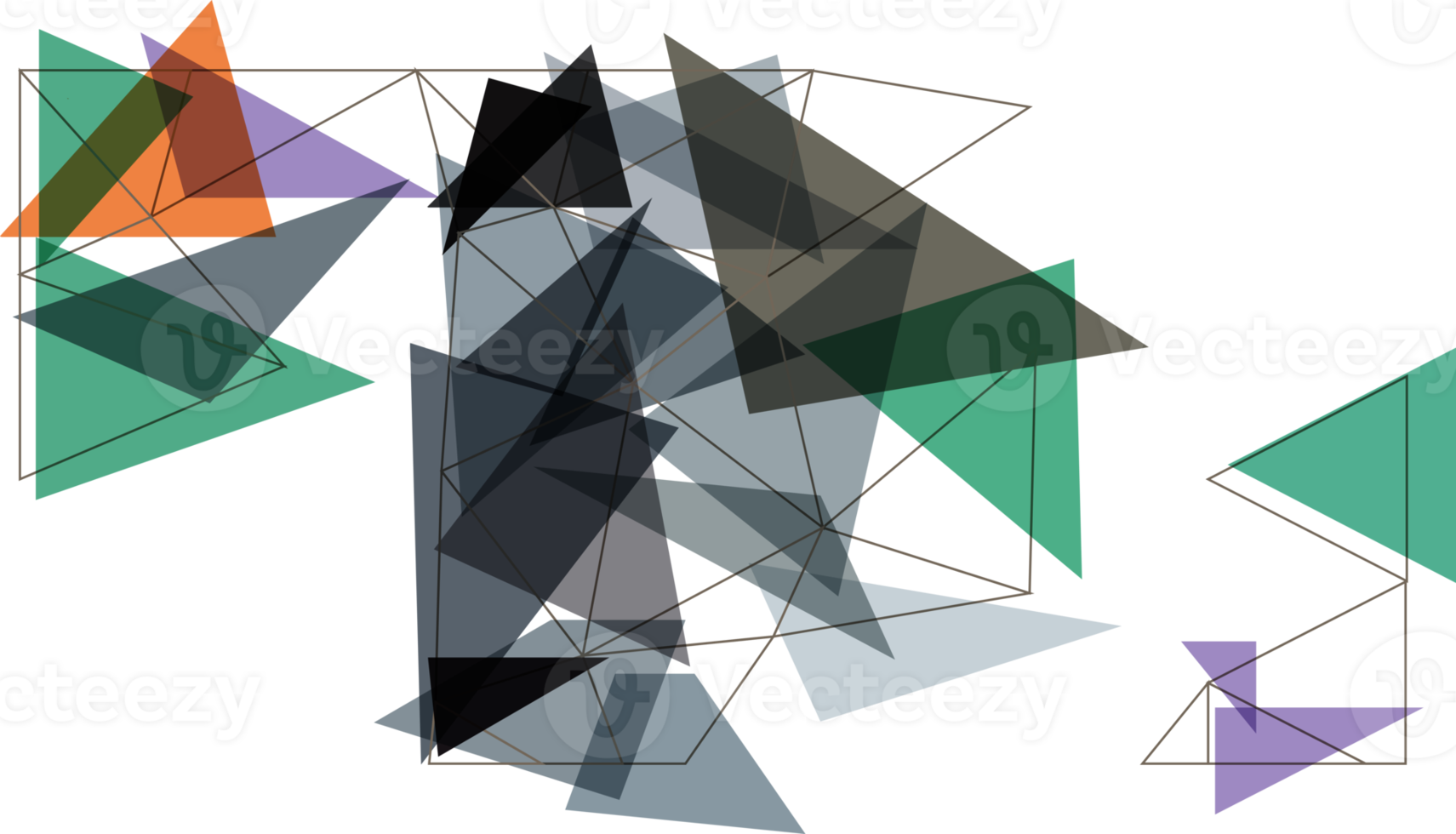 Low poly, Polygonal technological elements on a transparent background, Polygonal network system connect lines and colorful triangle background template. png