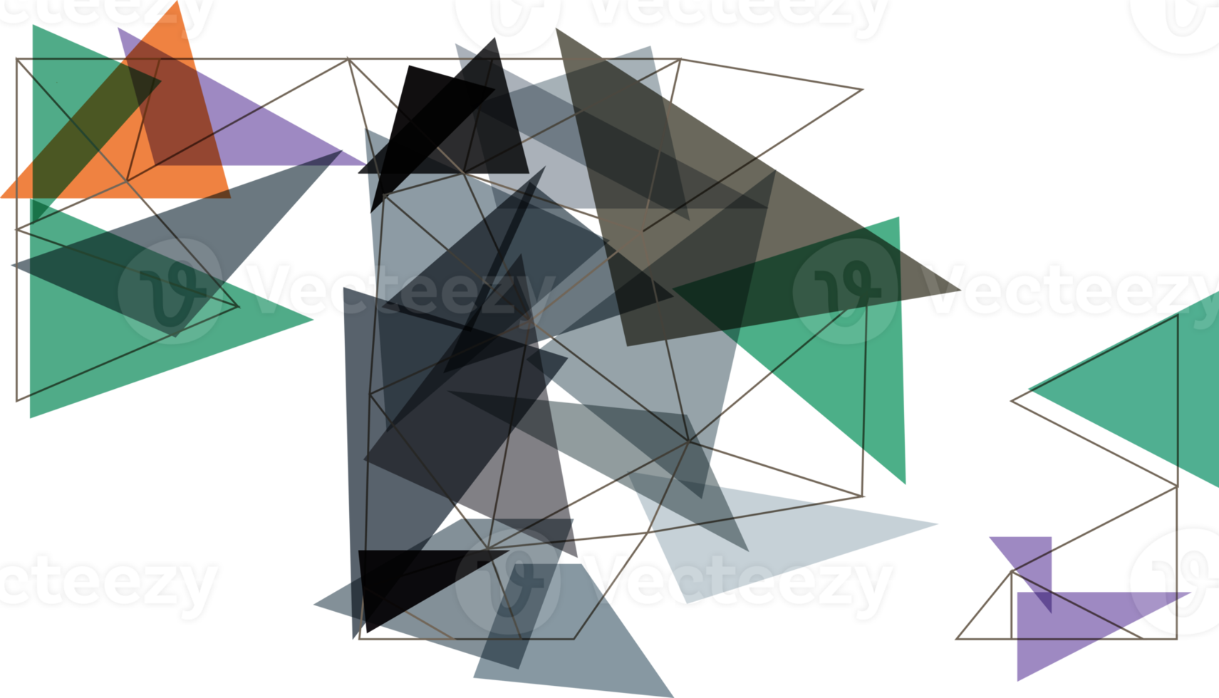 faible poly, polygonal technologique éléments sur une transparent arrière-plan, polygonal réseau système relier lignes et coloré Triangle Contexte modèle. png