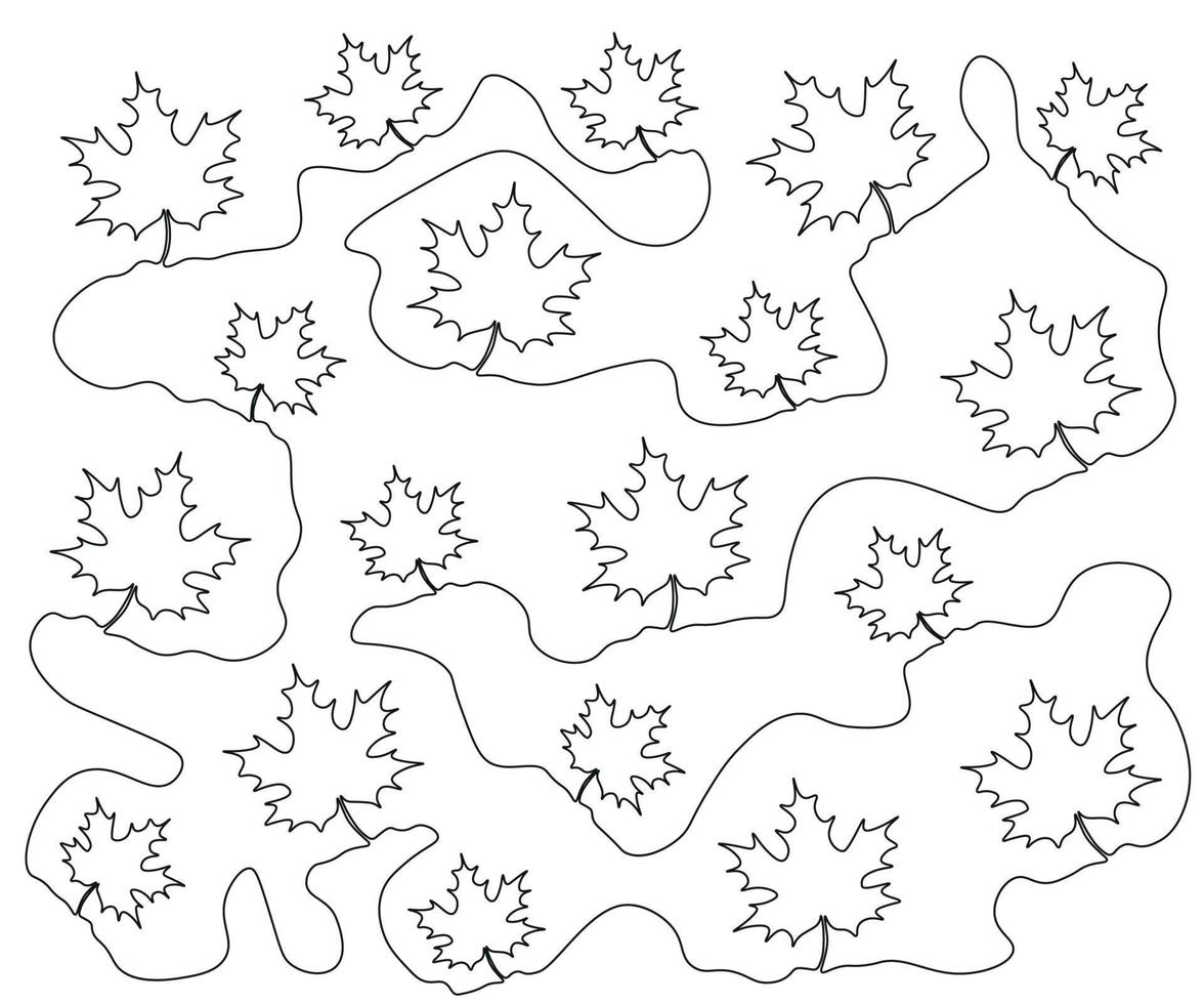 abstract pattern of maple leaves connected by one continuous line Continuous One Line Drawing vector