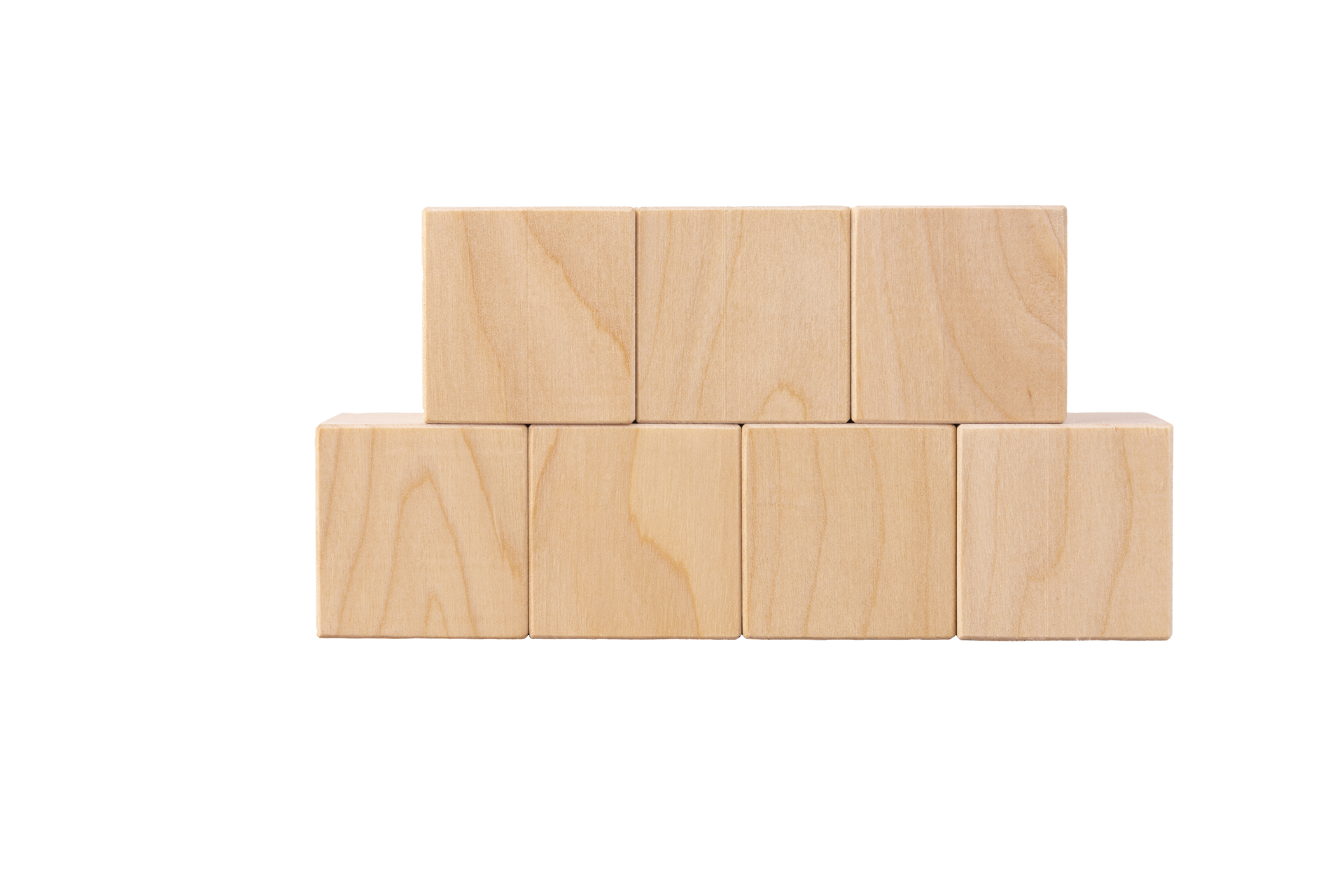 Free Seven wooden cubes stacked in the form of a pyramid. transparent