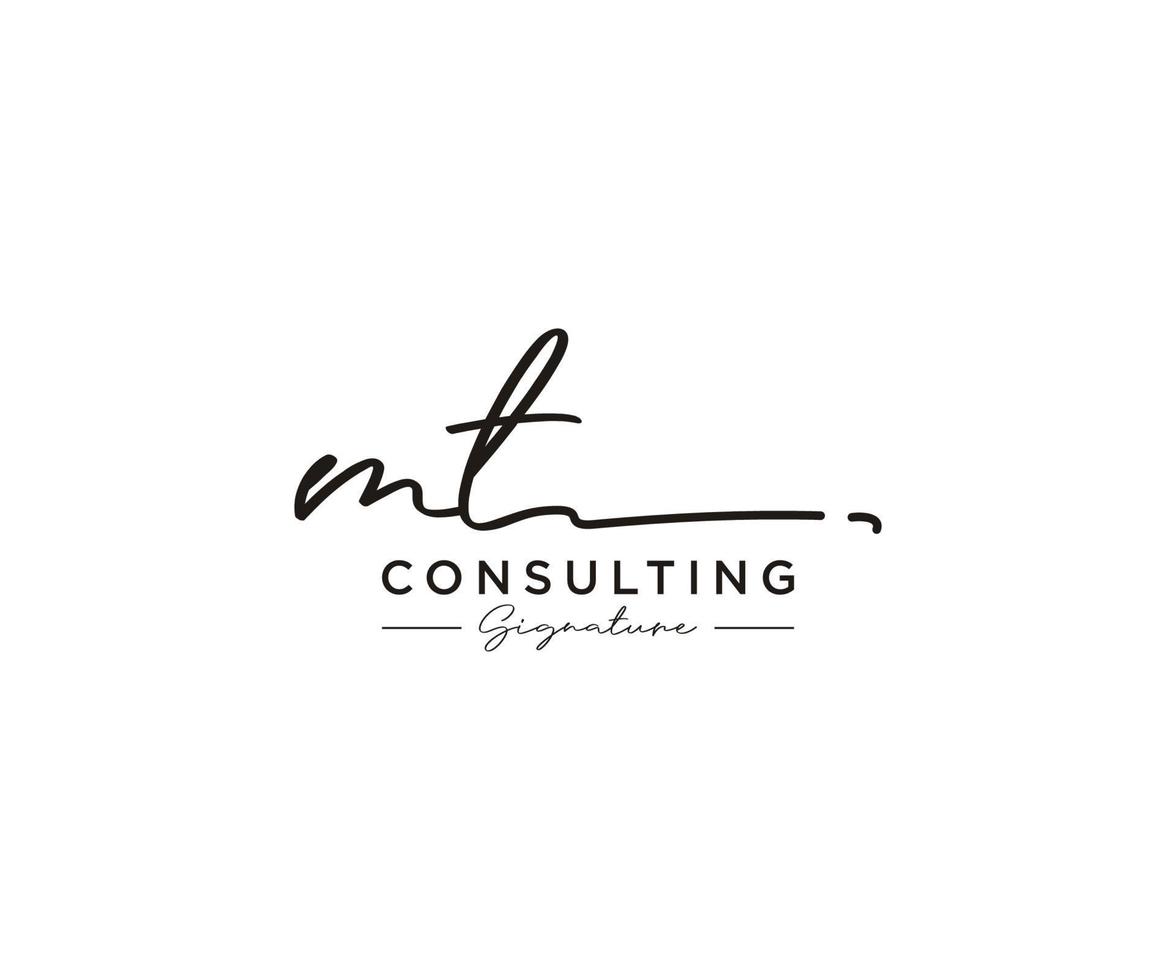 Initial MT signature logo collection template vector. Hand drawn Calligraphy lettering Vector illustration.