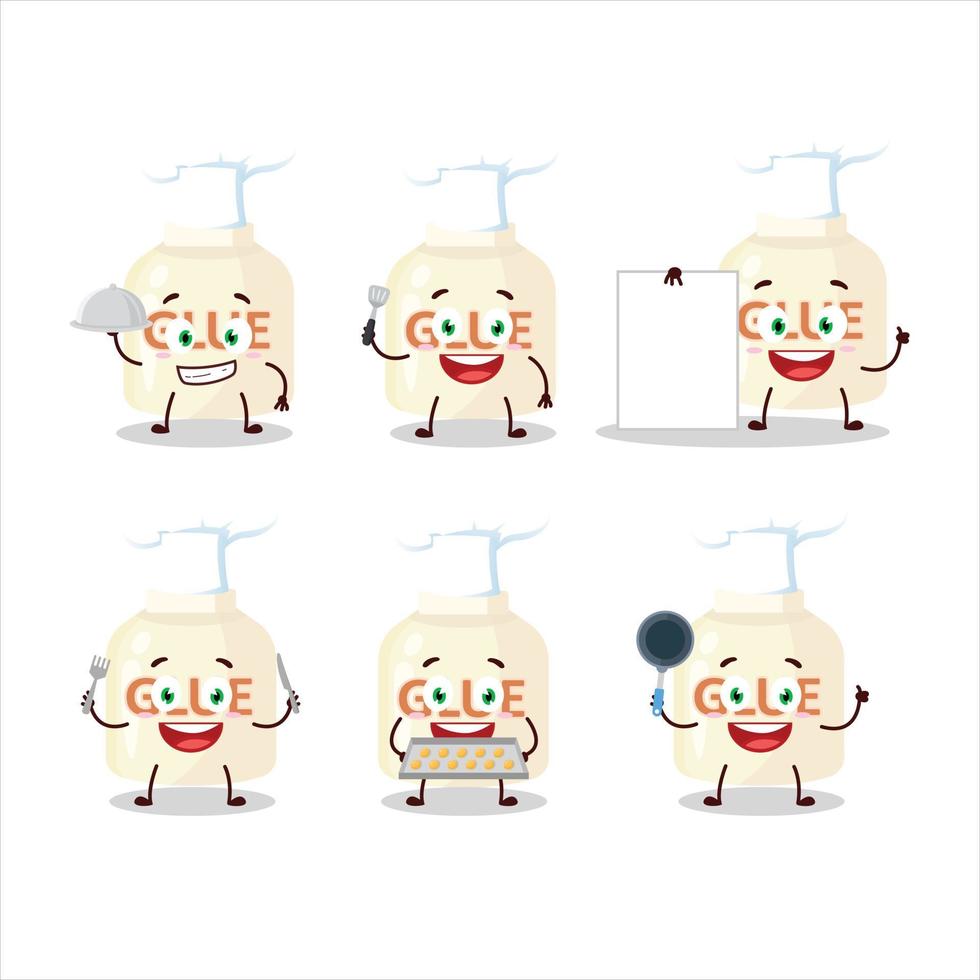 Cartoon character of glue with various chef emoticons vector