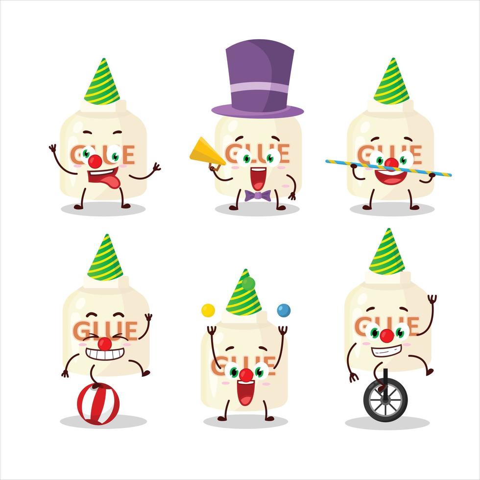 Cartoon character of glue with various circus shows vector