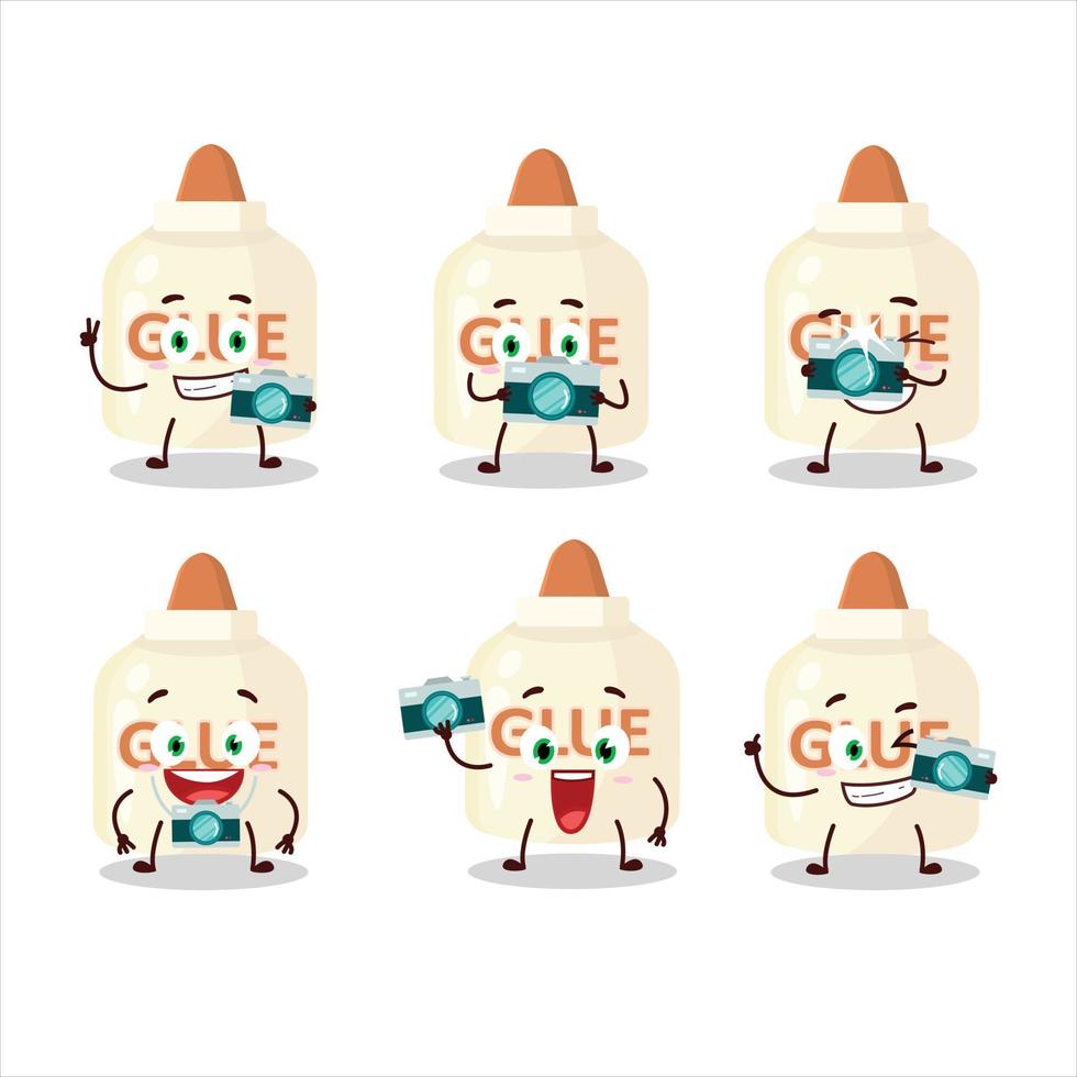 Photographer profession emoticon with glue cartoon character vector
