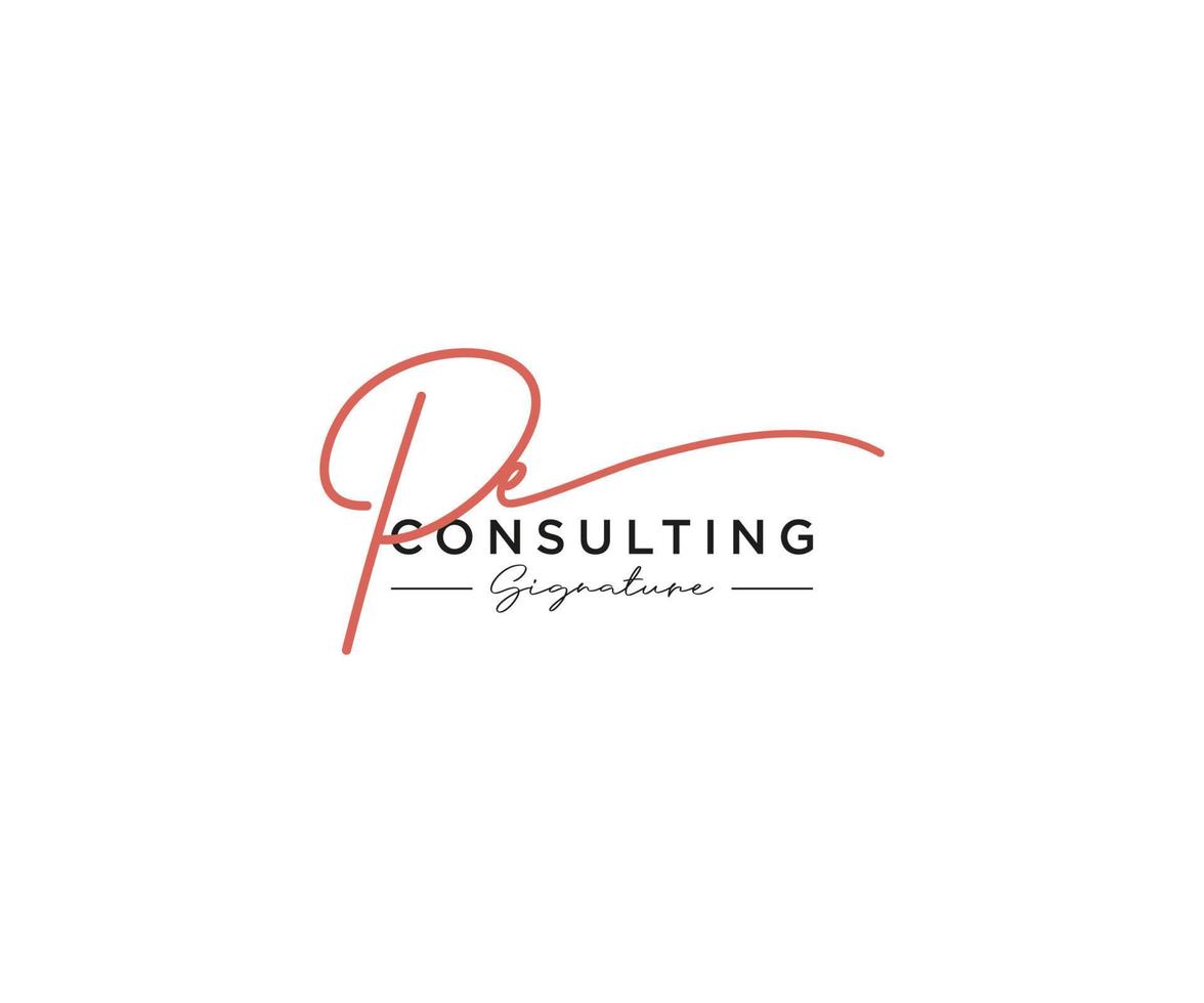 Initial PE signature logo collection template vector. Hand drawn Calligraphy lettering Vector illustration.