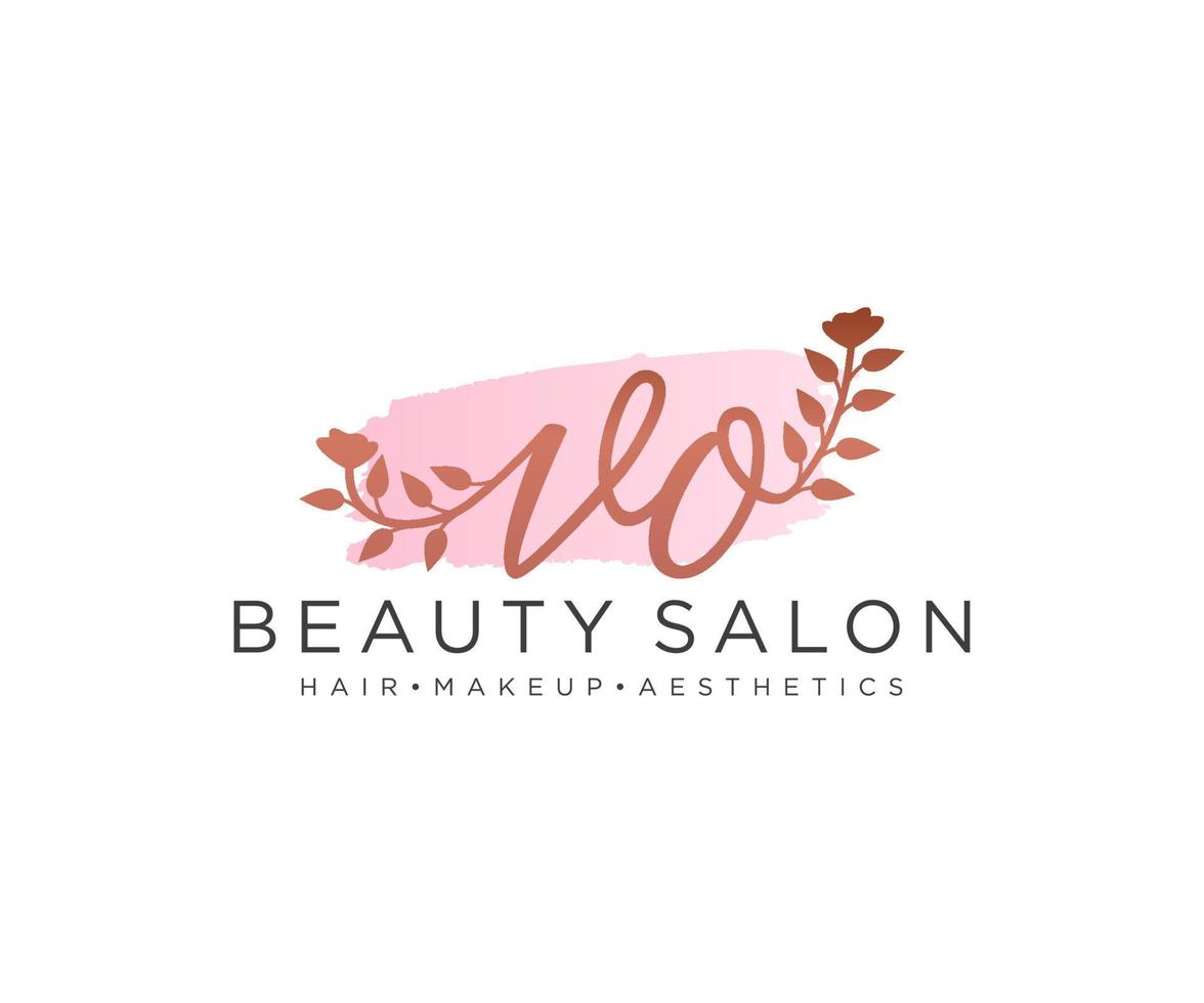 Initial VO feminine logo collections template. handwriting logo of initial signature, wedding, fashion, jewerly, boutique, floral and botanical with creative template for any company or business. vector