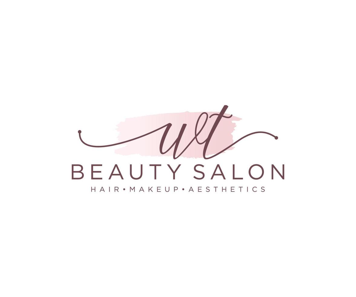 Initial WT feminine logo collections template. handwriting logo of initial signature, wedding, fashion, jewerly, boutique, floral and botanical with creative template for any company or business. vector