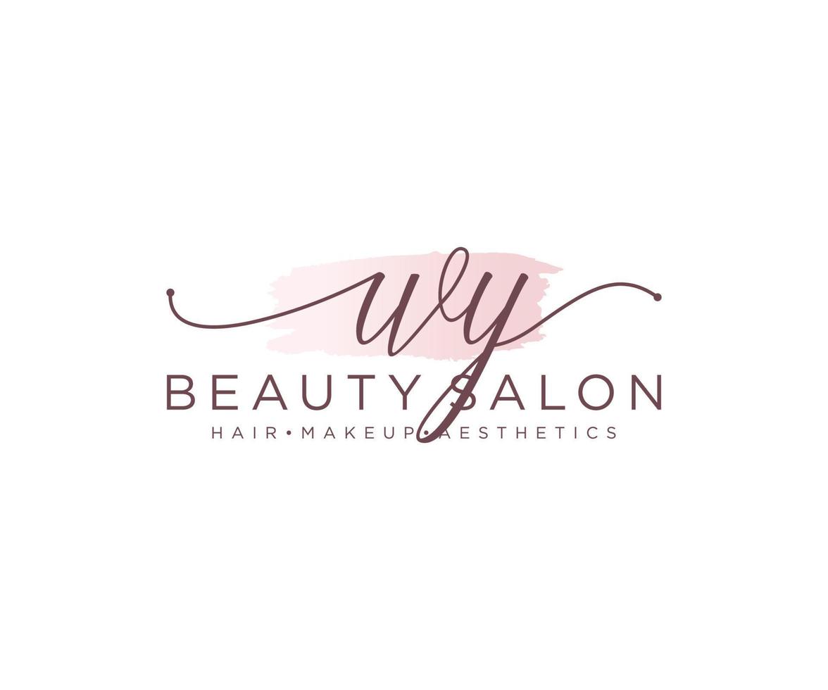 Initial WY feminine logo collections template. handwriting logo of initial signature, wedding, fashion, jewerly, boutique, floral and botanical with creative template for any company or business. vector