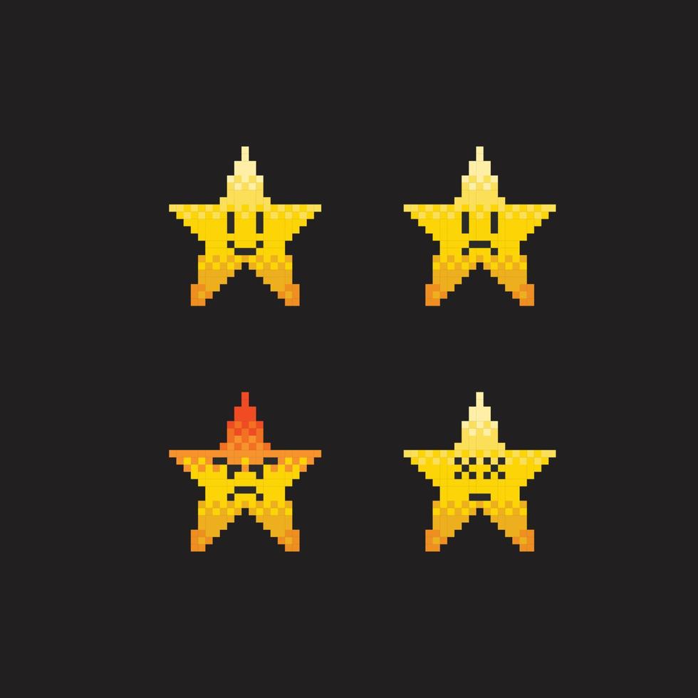 star with emotion in pixel art style vector