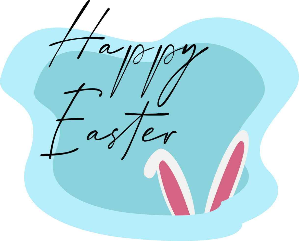 happy easter background. easter card with rabbit ears png
