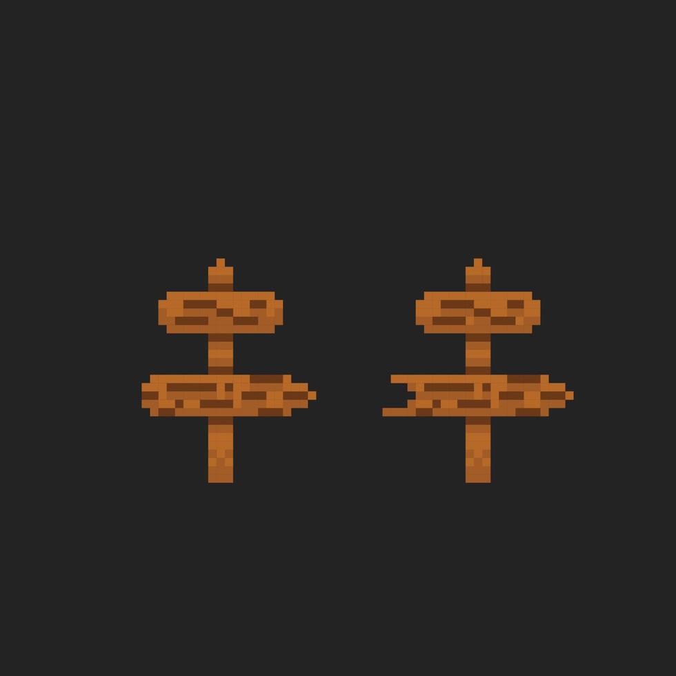 wooden signpost in pixel art style vector