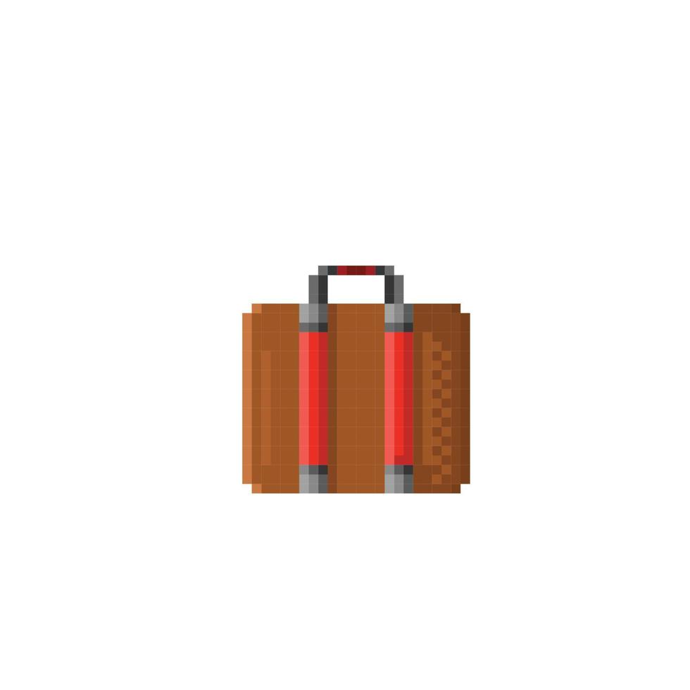 travel suitcase in pixel art style vector