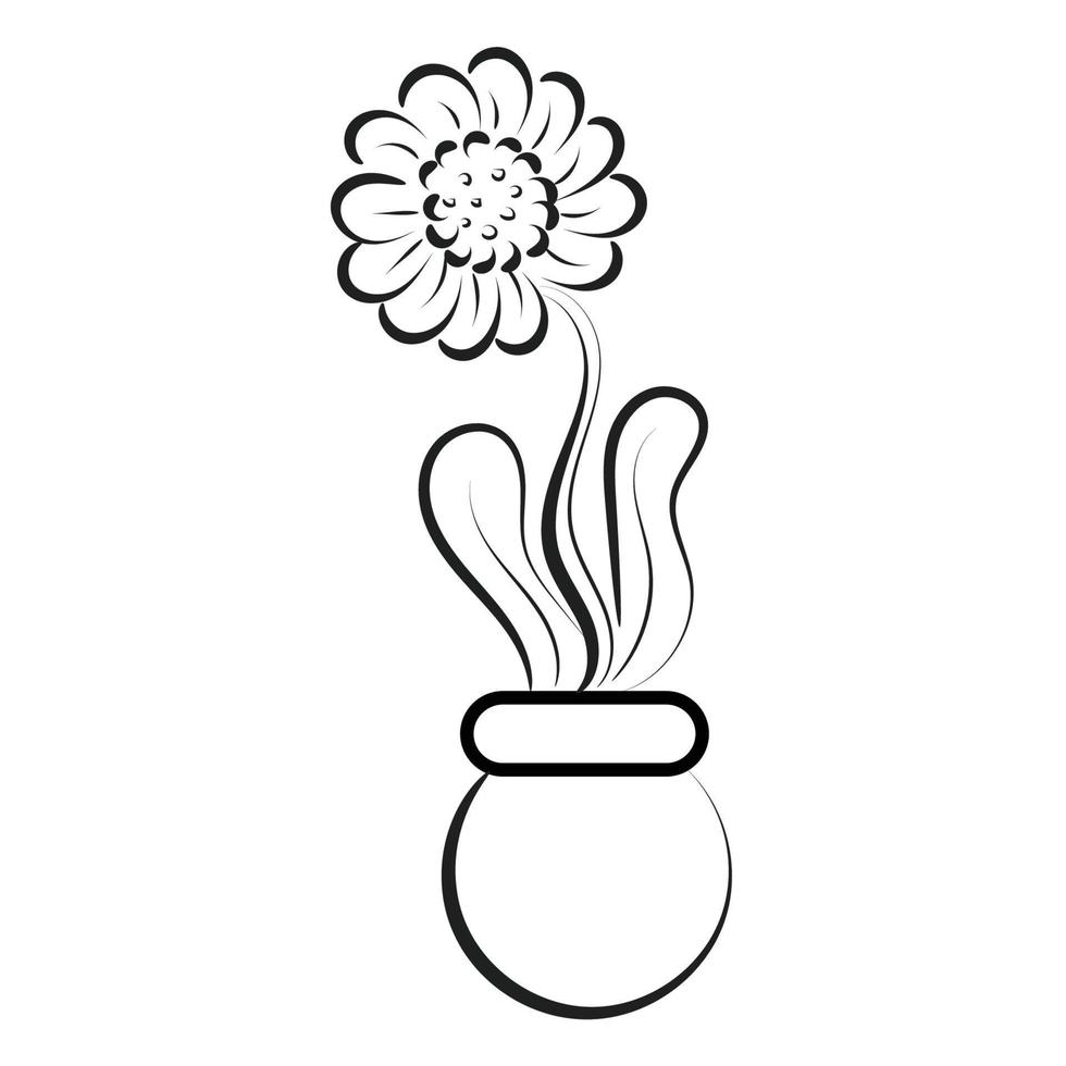 Spring Flowers Pot. Hand drawn coloring garden flowers for print or use as poster, card, flyer or T Shirt vector