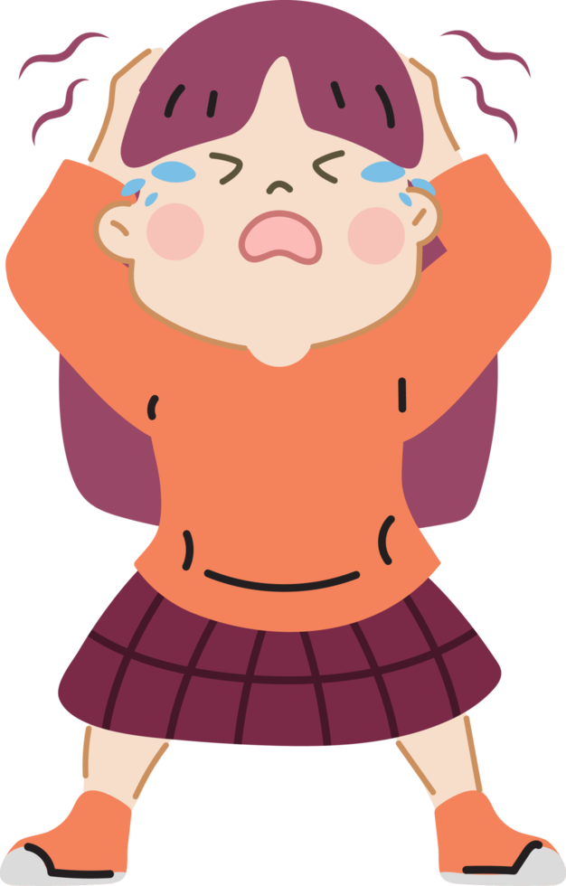 cute children cartoon crying character doodle hand drawn design for decoration. png