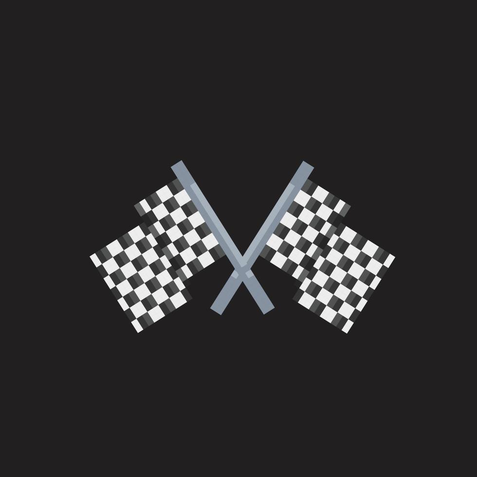 crossed race flag in pixel art style vector