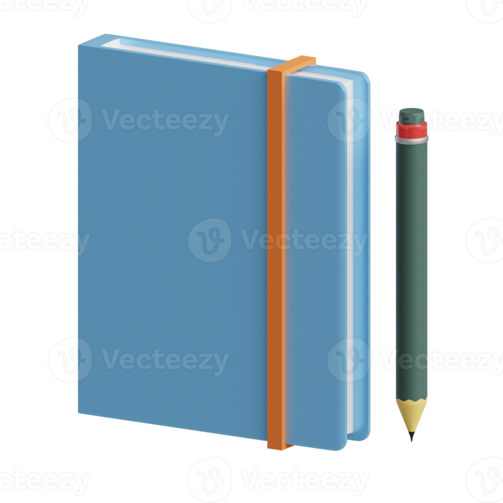 3d rendered notebook with pencil perfect for design project png