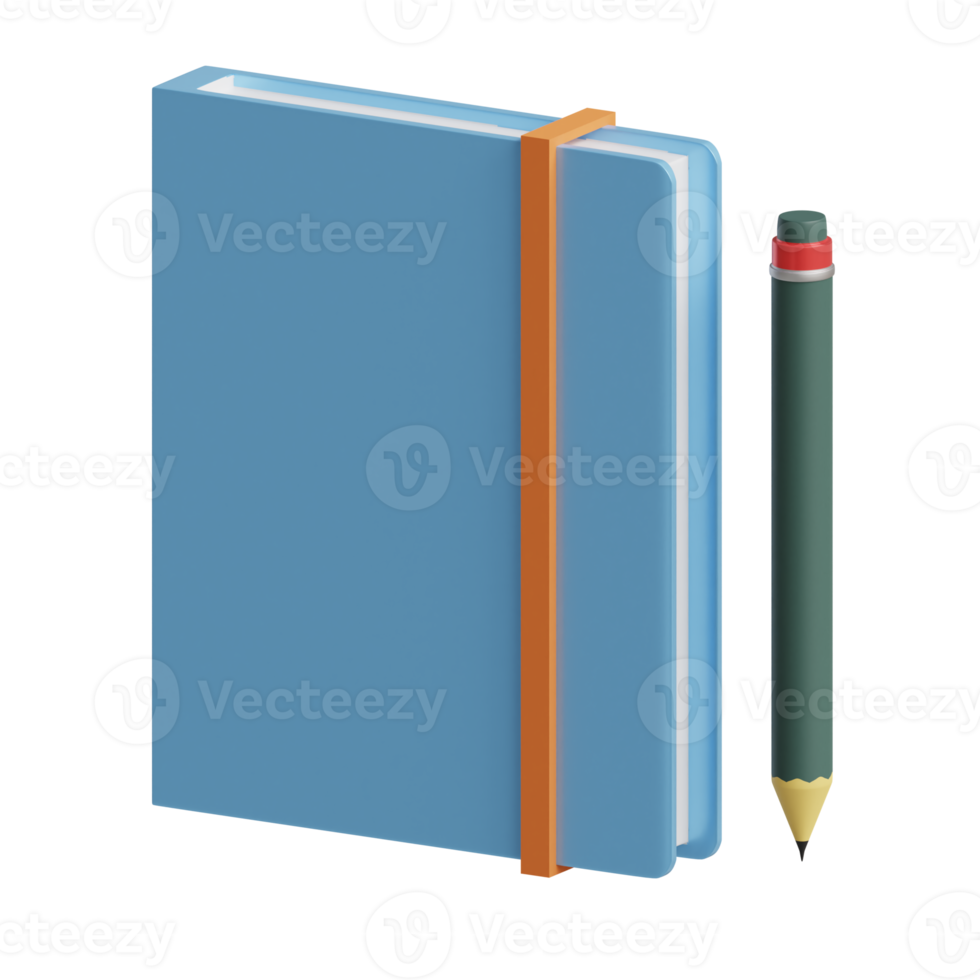 3d weergegeven notitieboekje met potlood perfect voor ontwerp project png