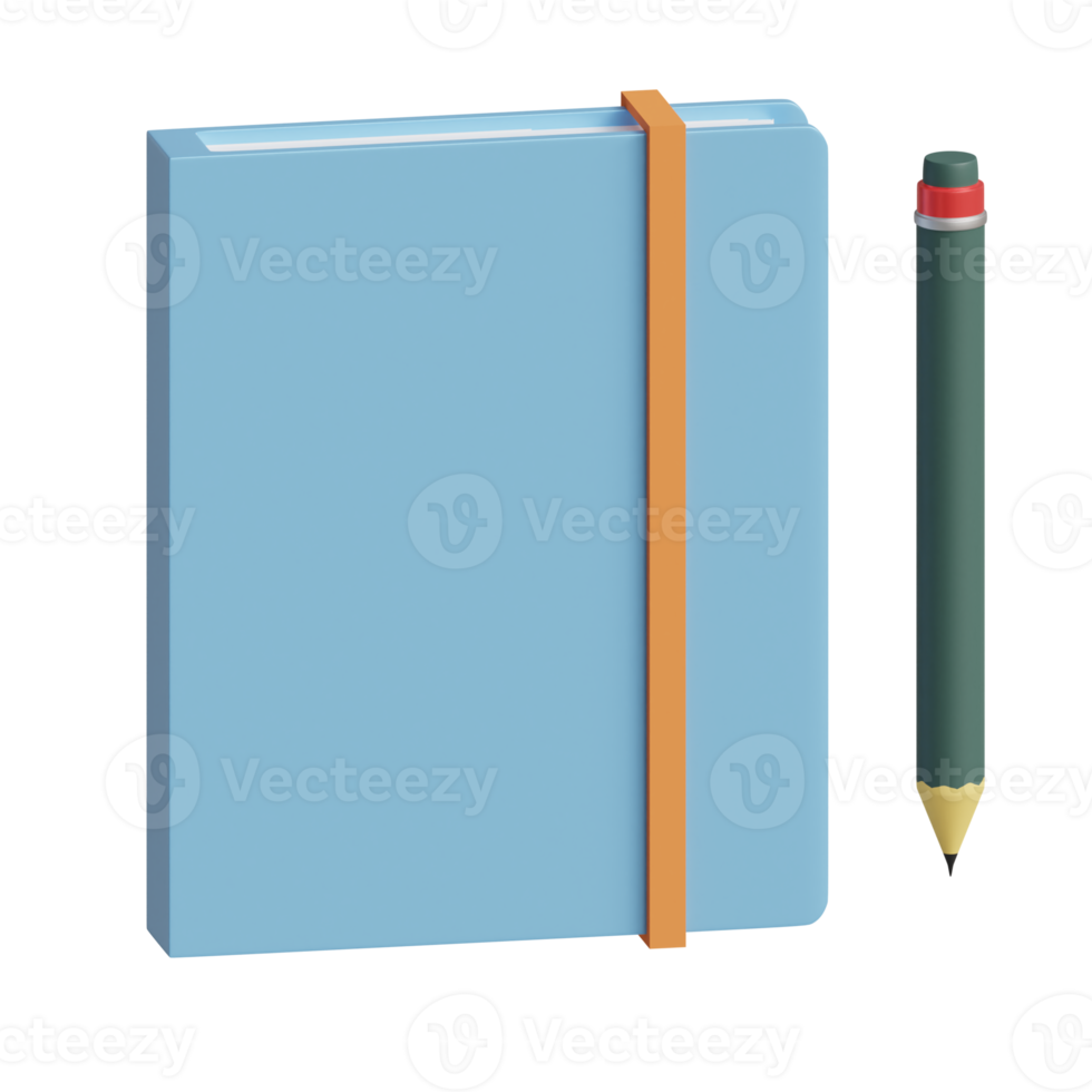 3d prestados cuaderno con lápiz Perfecto para diseño proyecto png