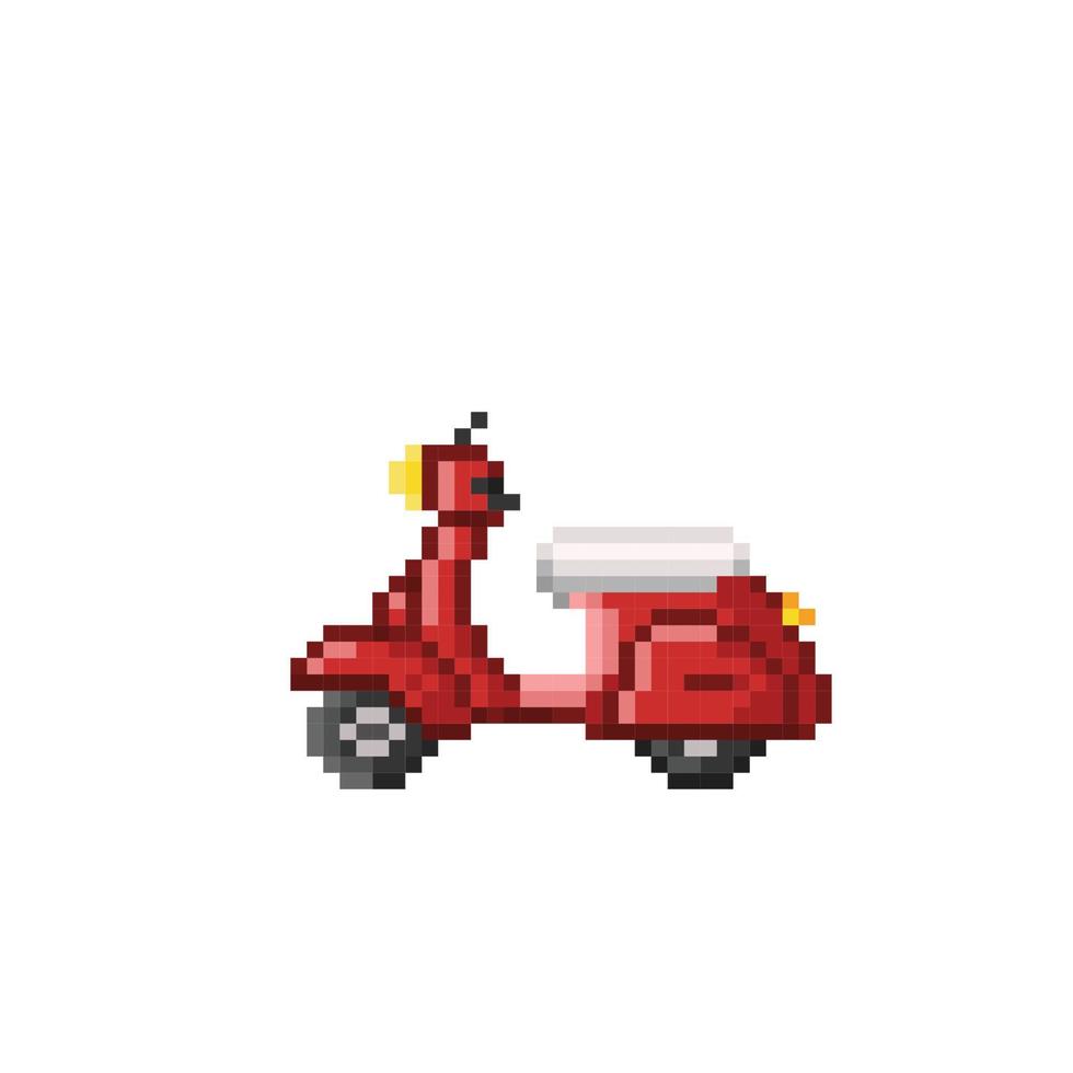 red scooter in pixel art style vector