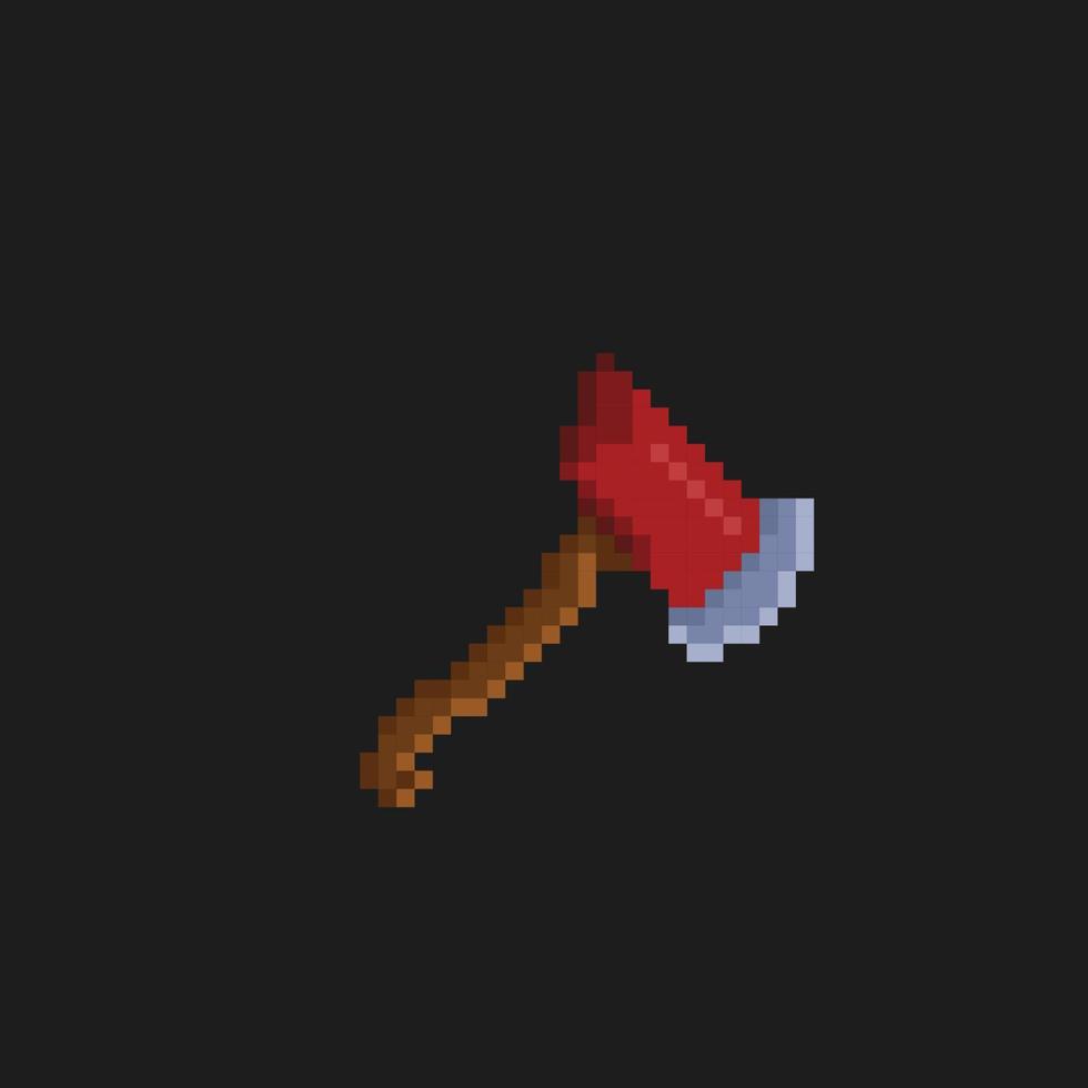 red axe in pixel art style vector