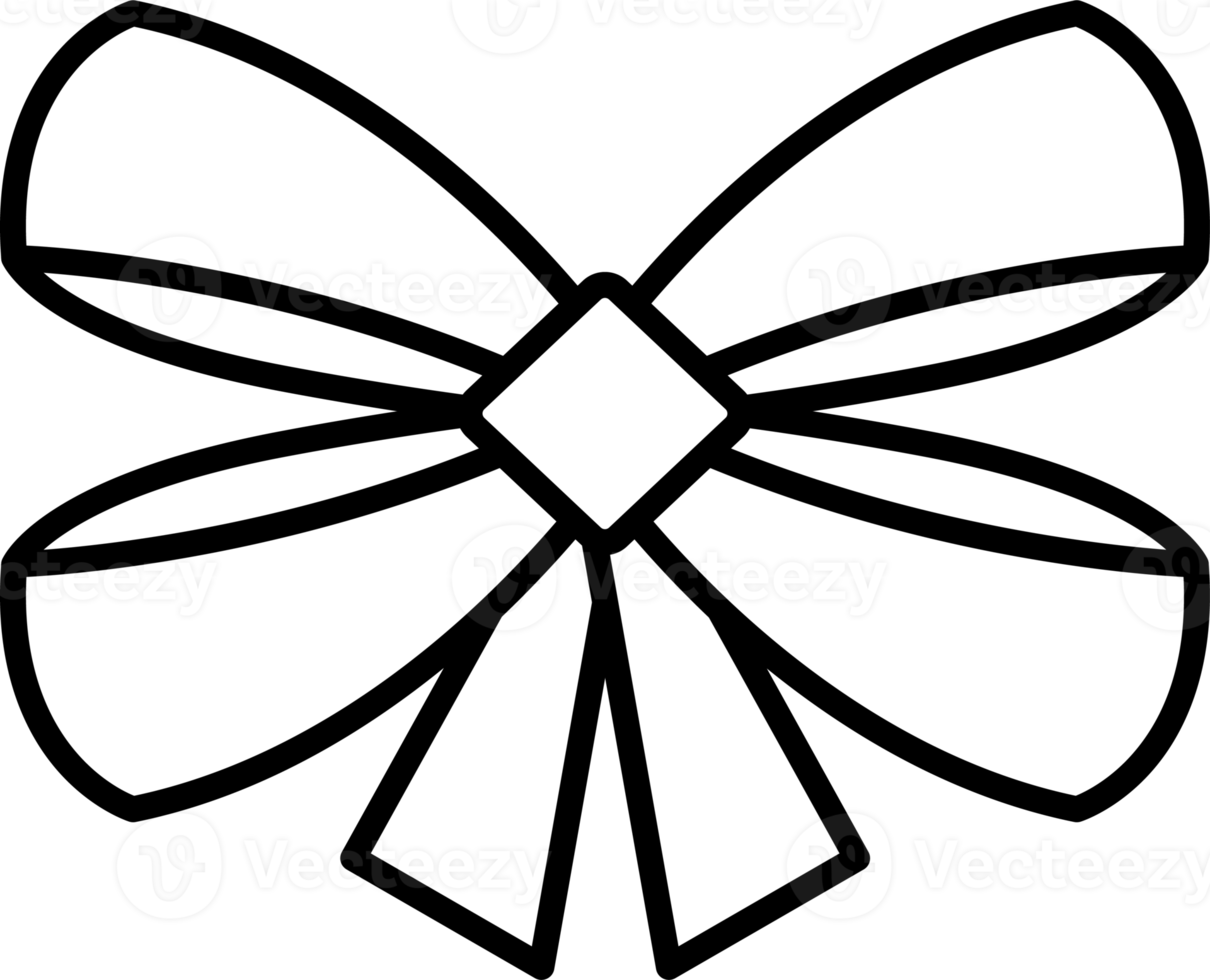 Black and white ribbon bow icon. PNG with transparent background.