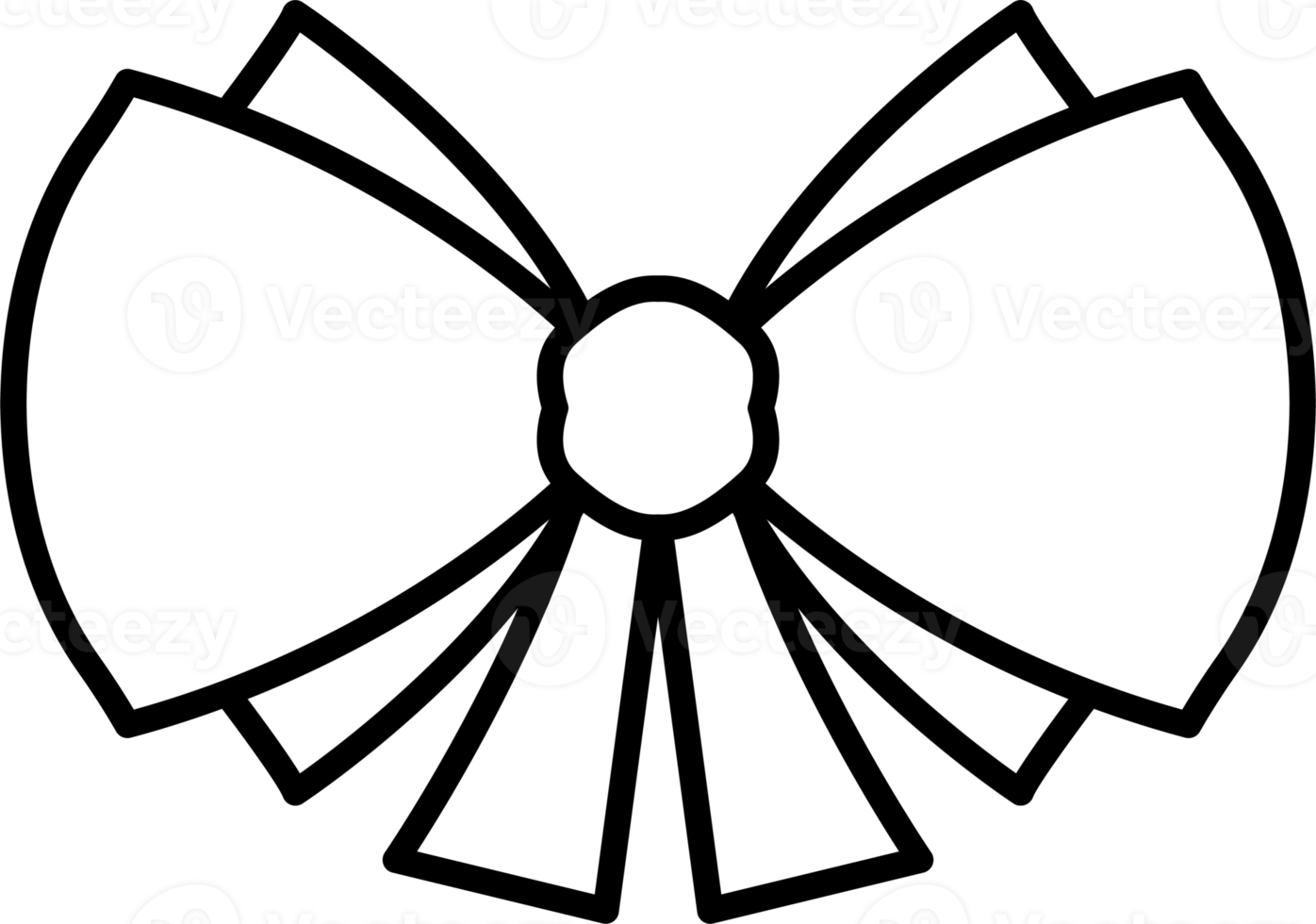 Black and white ribbon bow icon. PNG with transparent background.