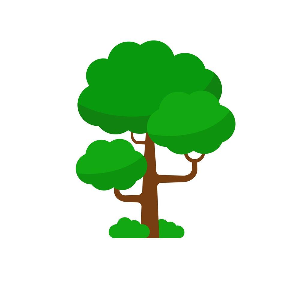 Single tree icon with flat style on isolated background. Simple tree vector illustration