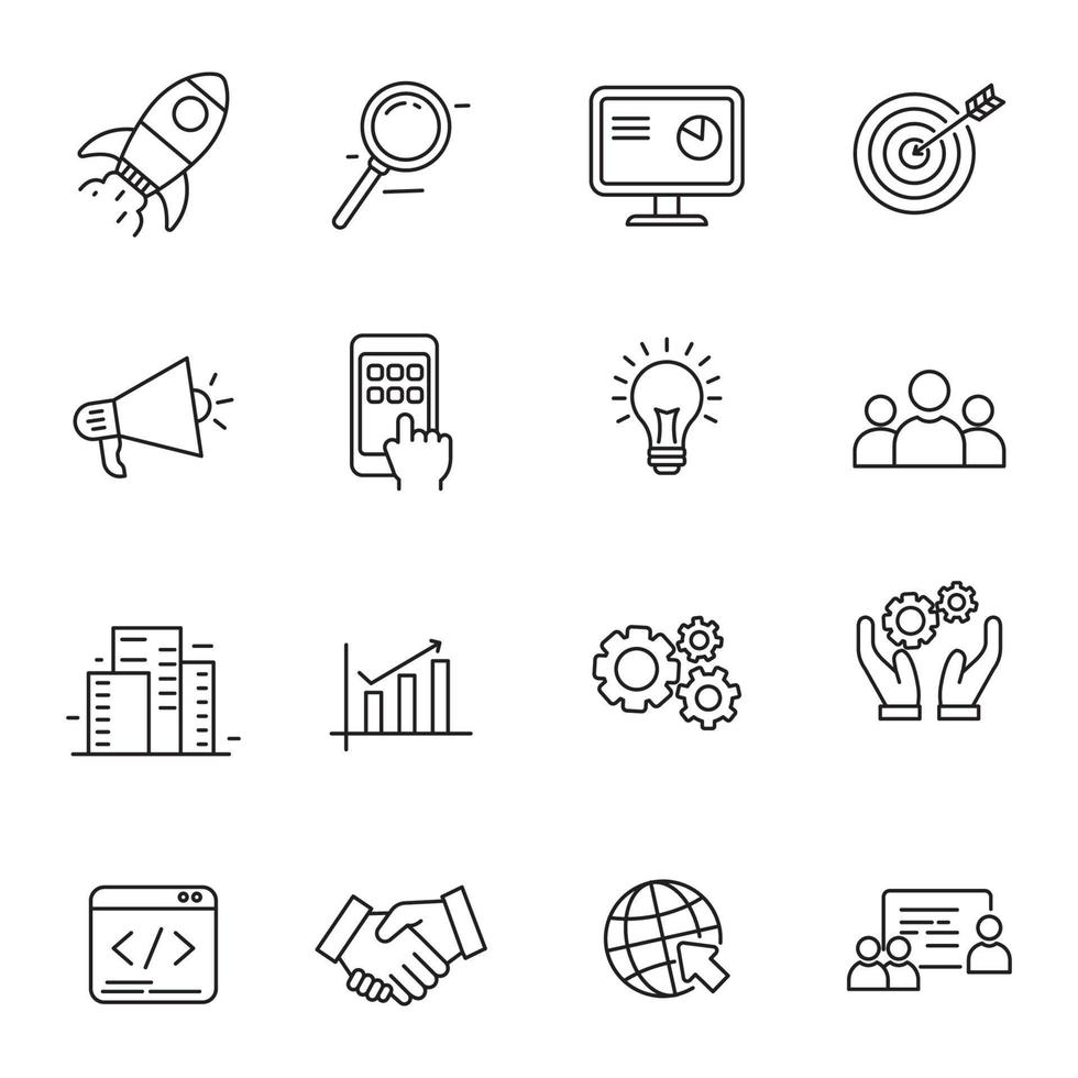 Set of startup icons in linear style vector
