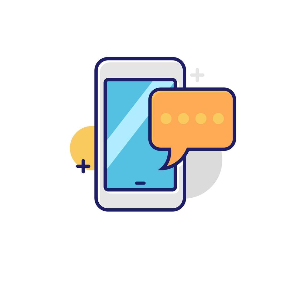 Phone with bubble speech vector illustration suitable for chat icon. Colorful chat icon