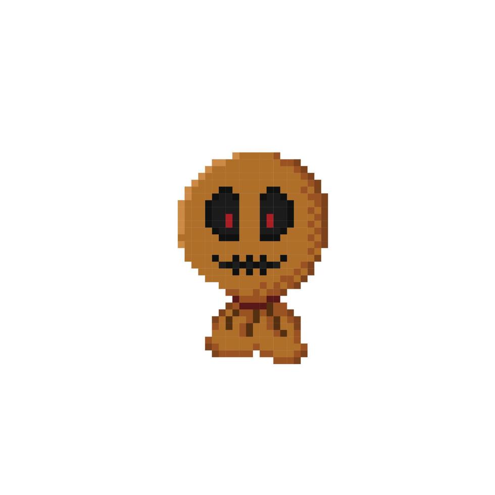 scarecrow head in pixel art style vector