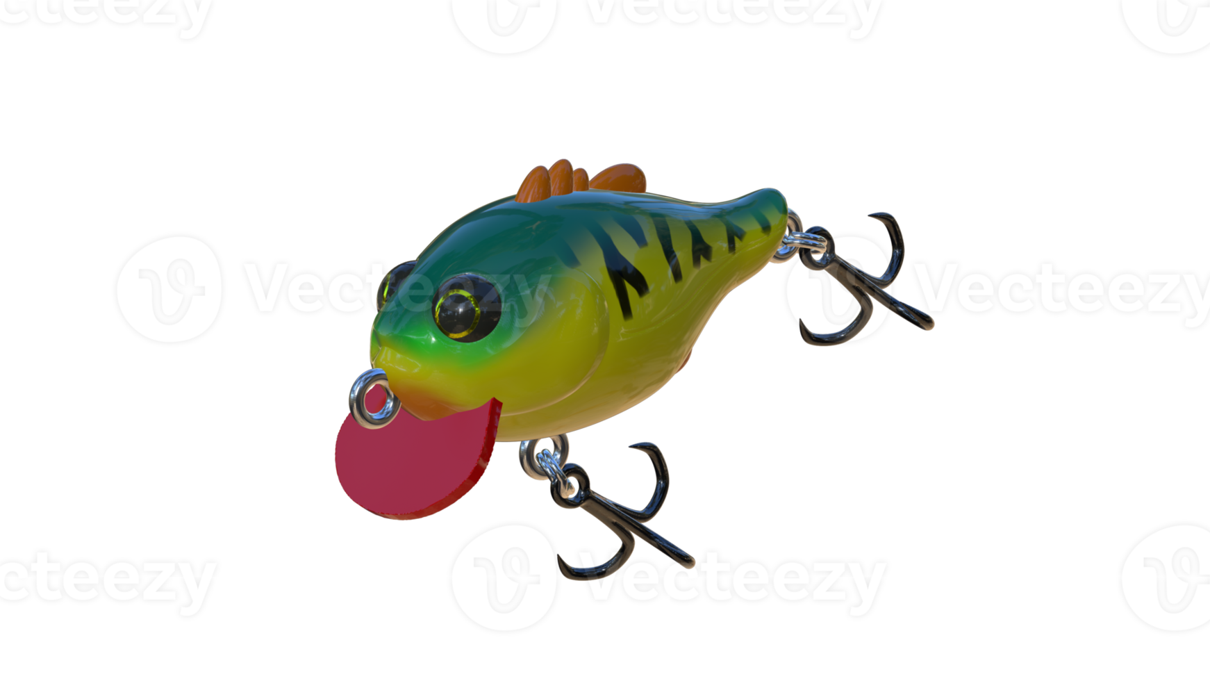 Cute fishing lure 3d render png