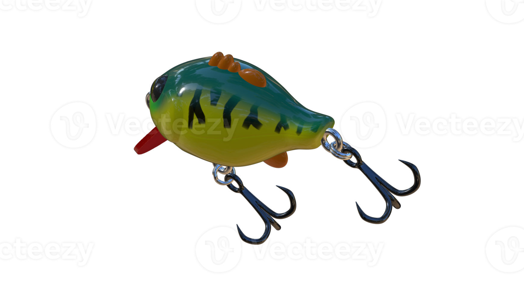 Cute fishing lure 3d render png