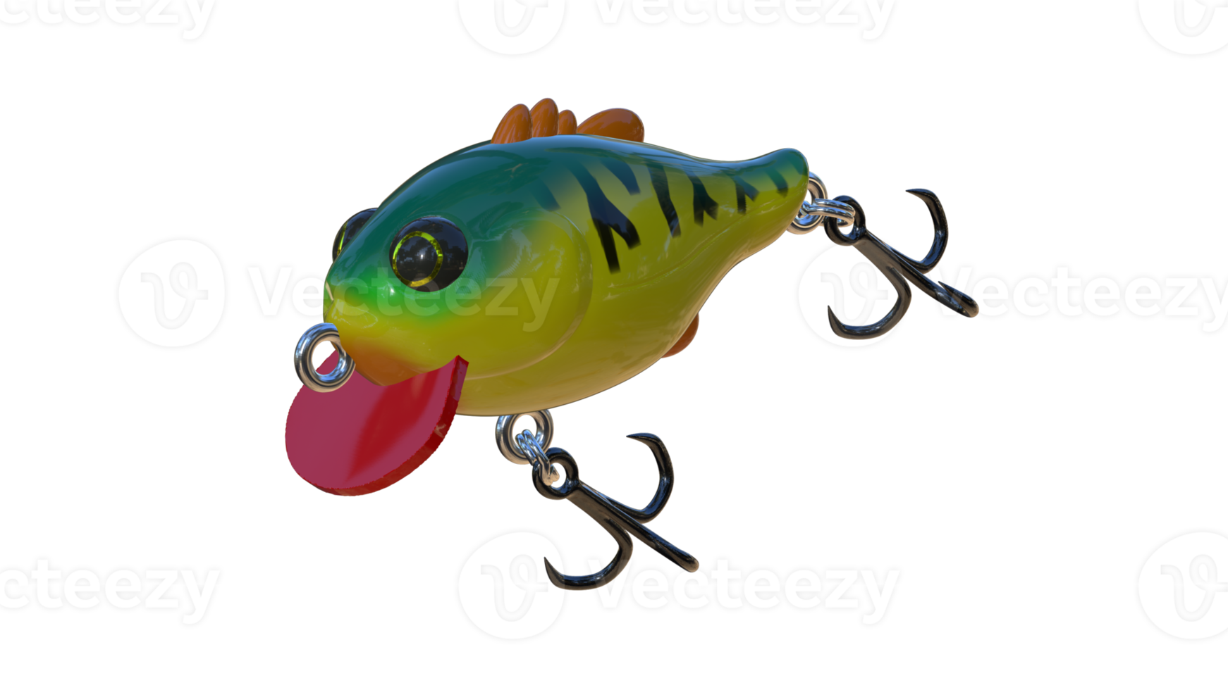 Cute fishing lure 3d render png