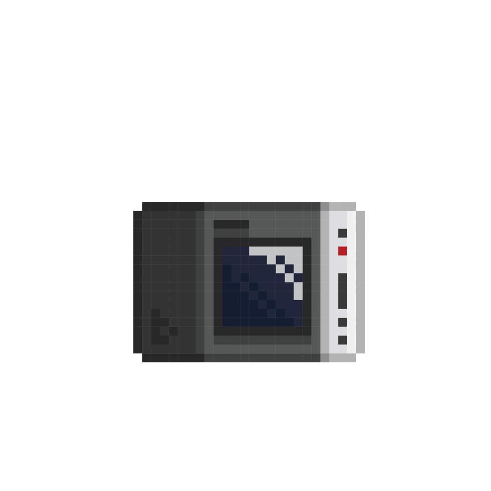 black microwave in pixel art style vector