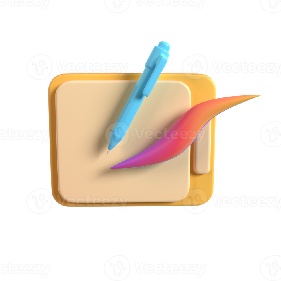 pen tablet 3d illustration rendering png