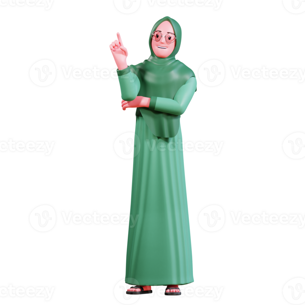 3d personnage musulman femelle avec vert vêtements png