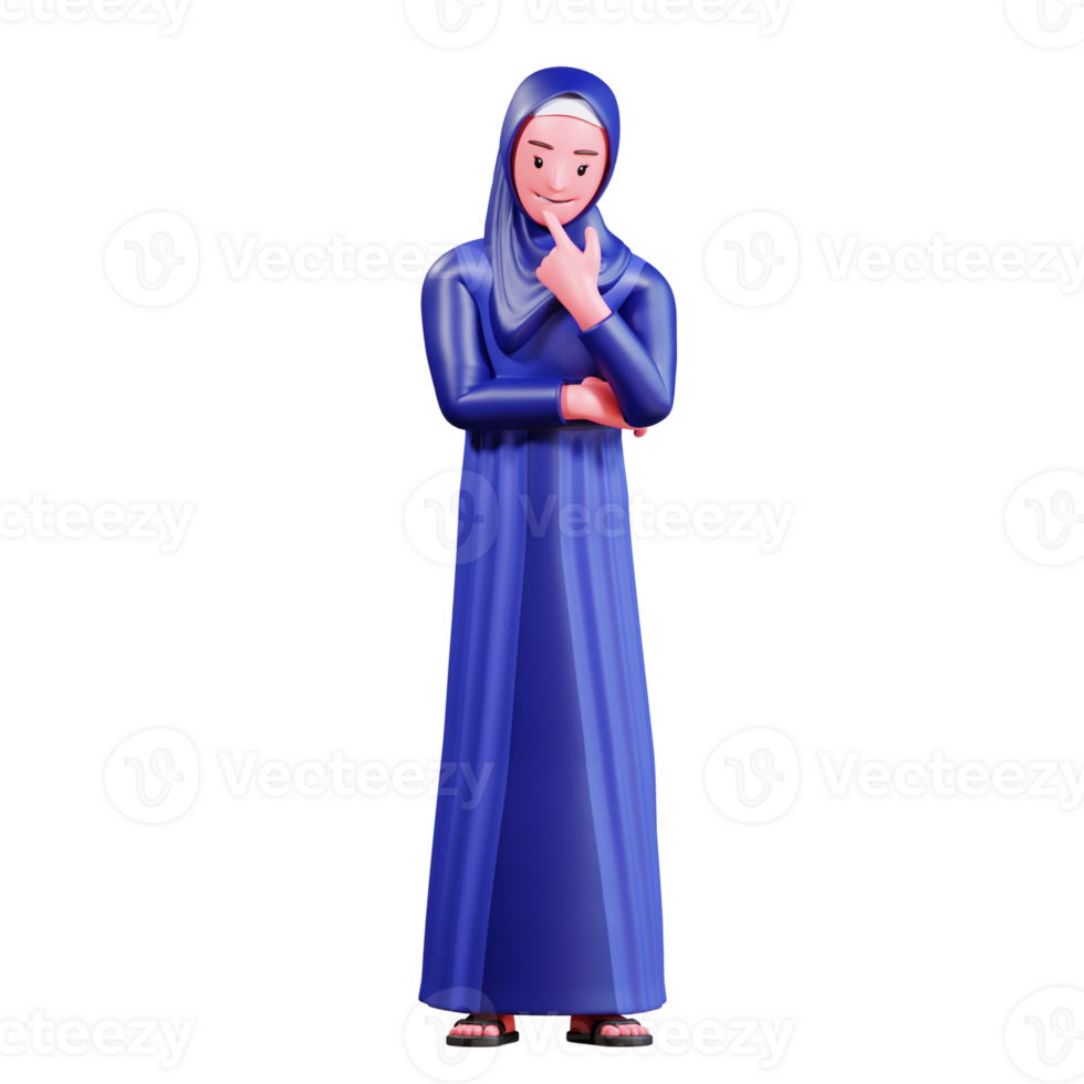 3D Character Muslim Female with blue clothes png